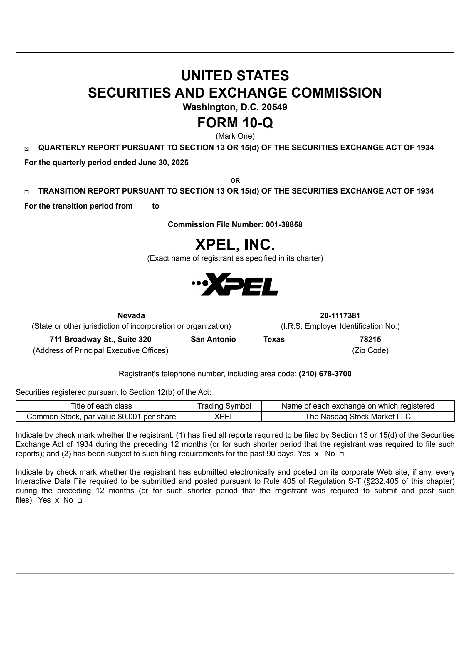 XPEL's Q2 2025 Quarterly report