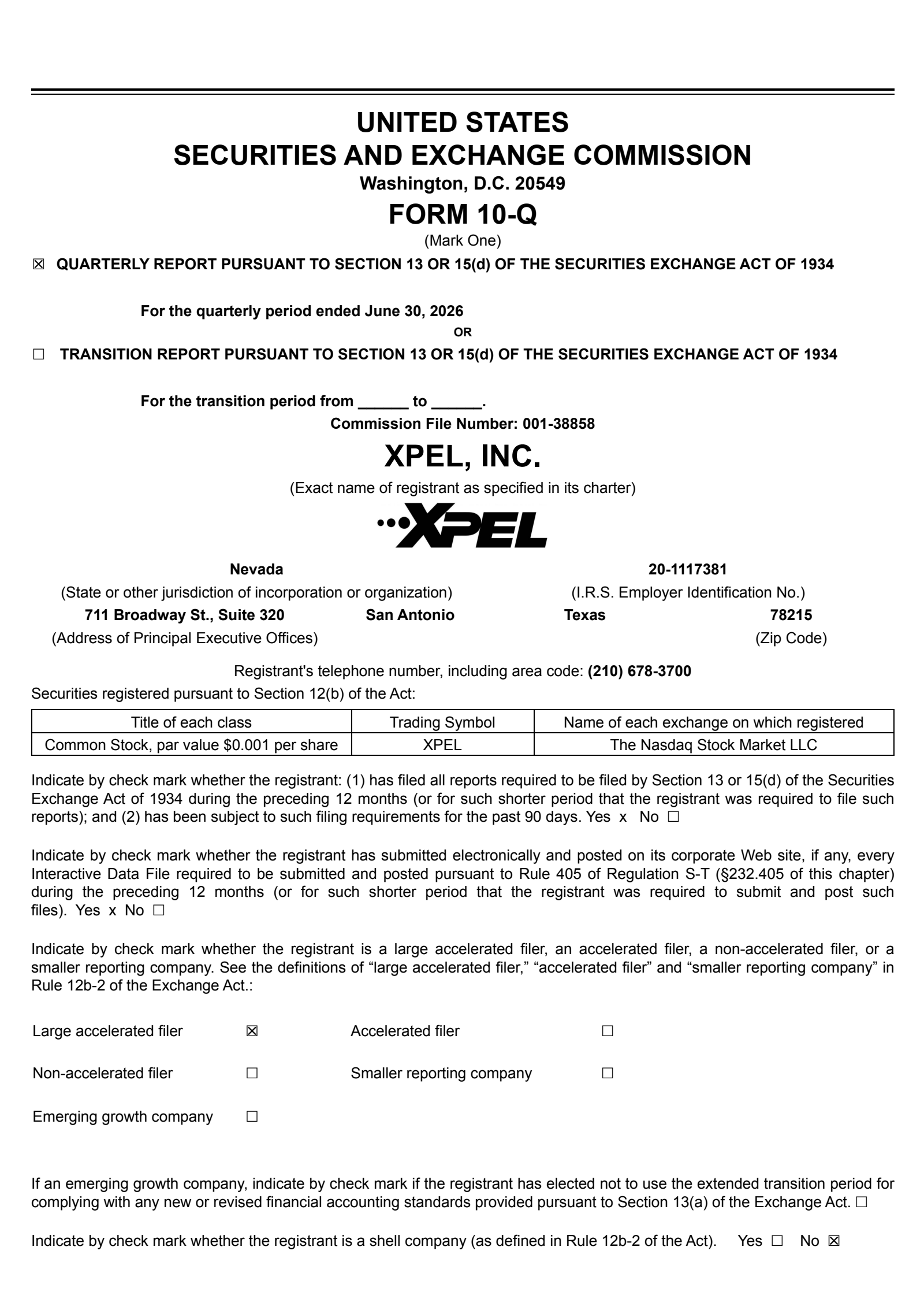 XPEL's Q2 2026 Quarterly report