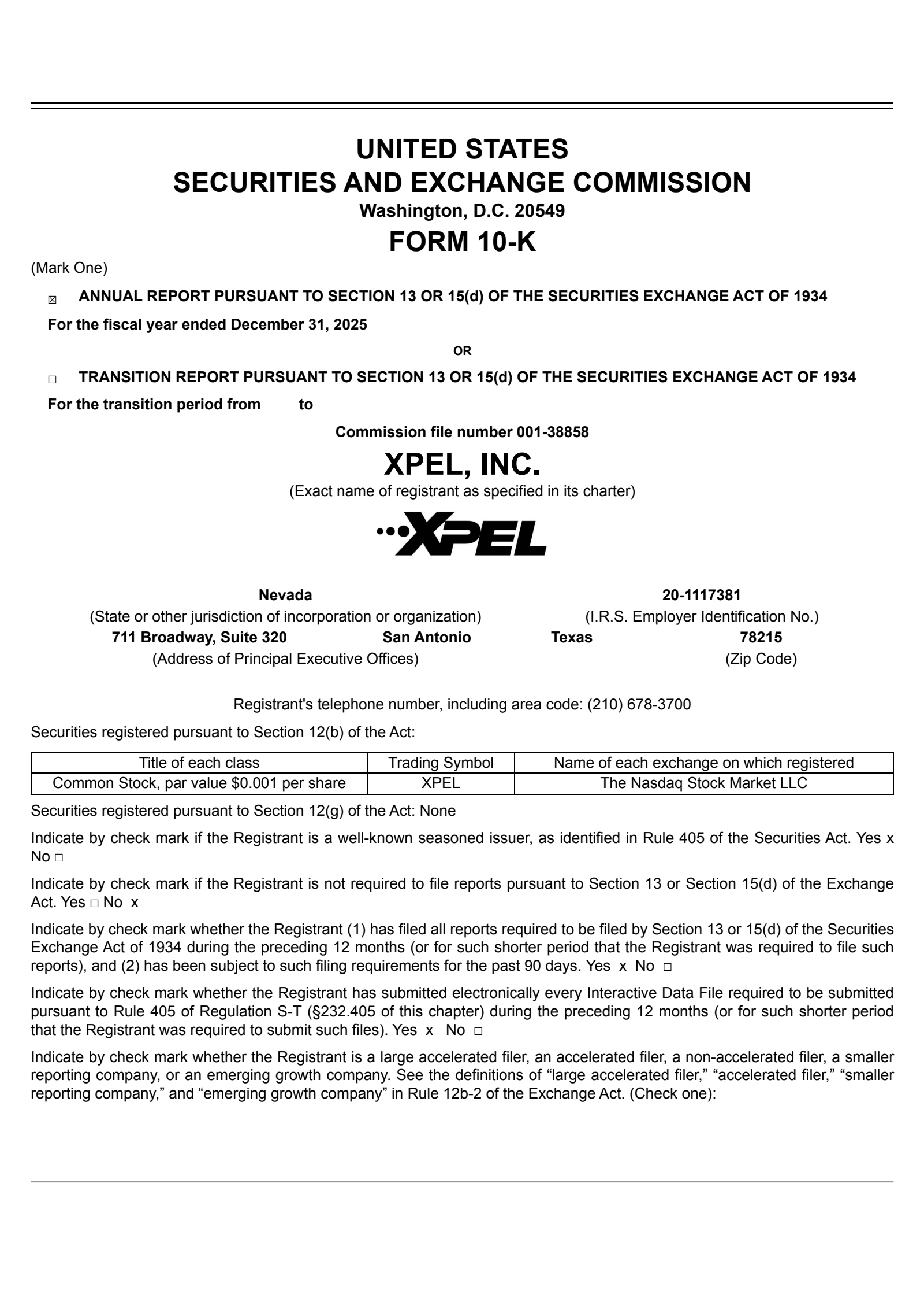 XPEL's Q4 2025 Annual report