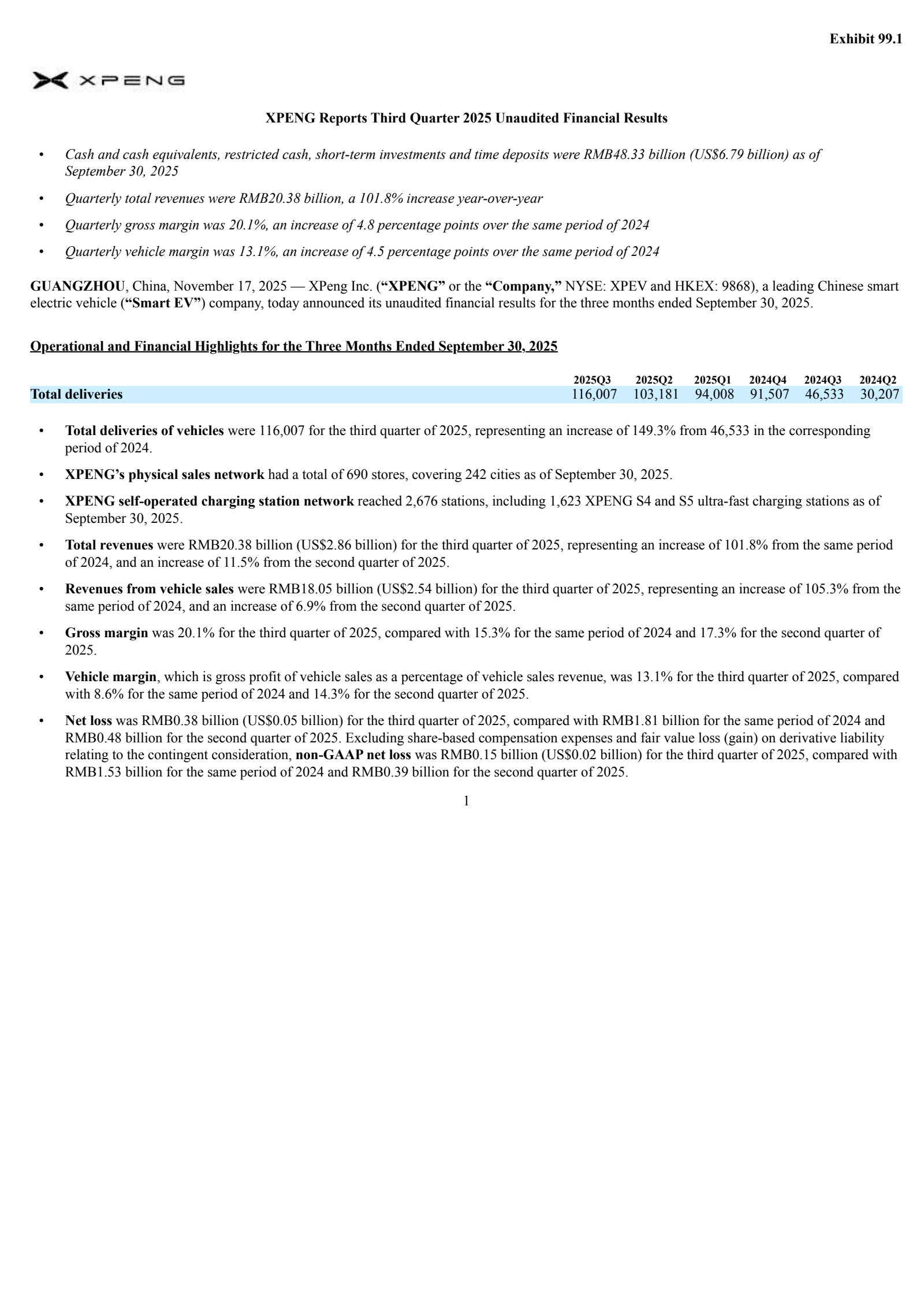 XPENG's Q3 2025 Earnings Release