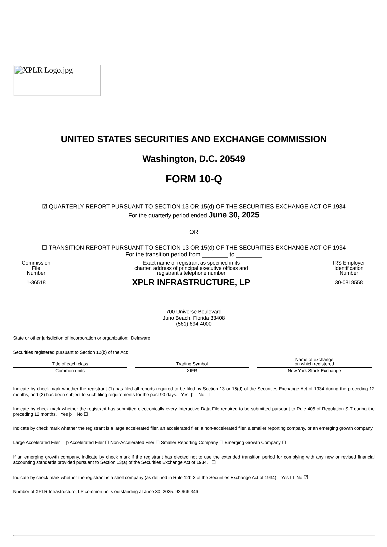 XPLR Infrastructure's Q2 2025 Quarterly report