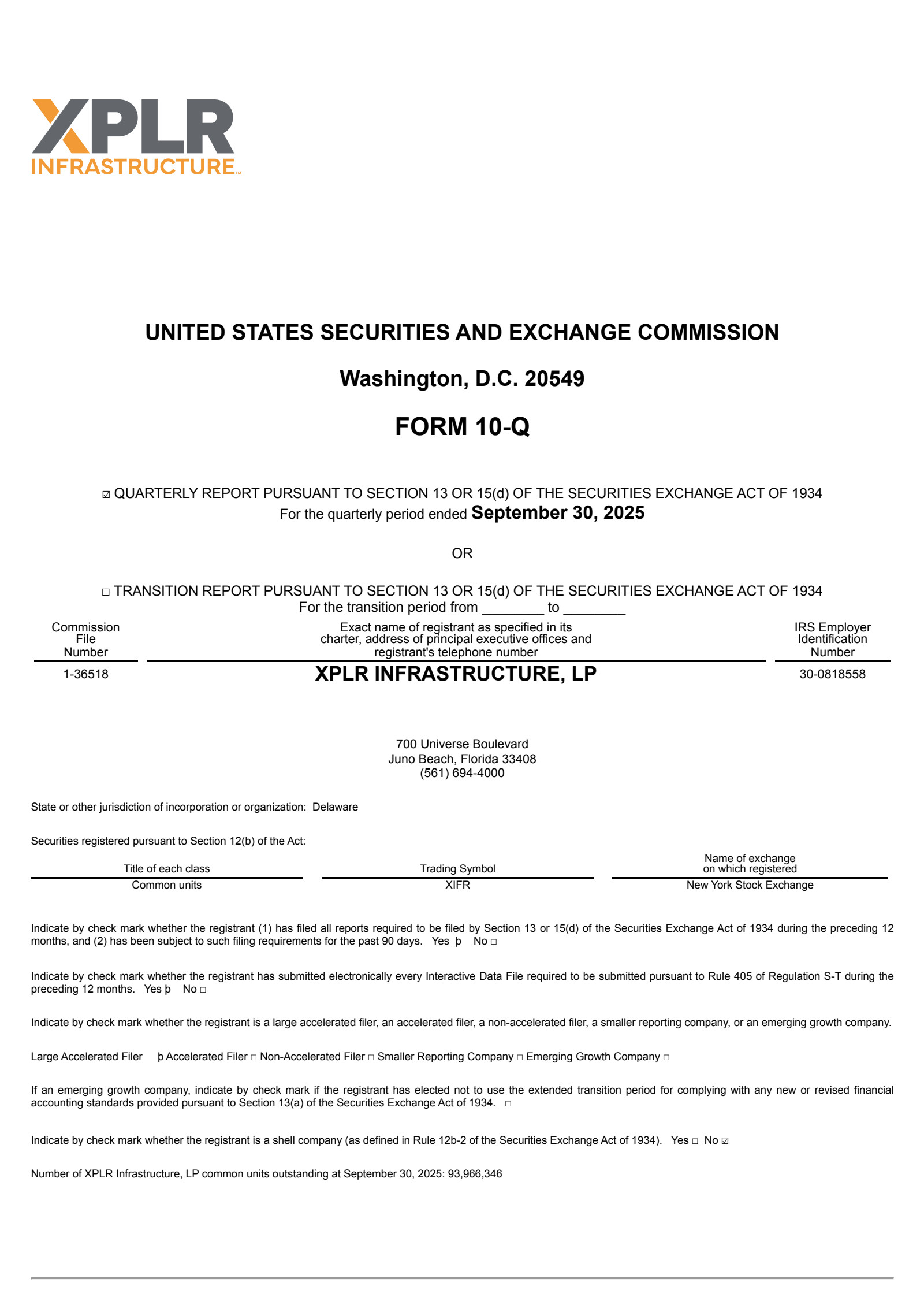 XPLR Infrastructure's Q3 2025 Quarterly Report