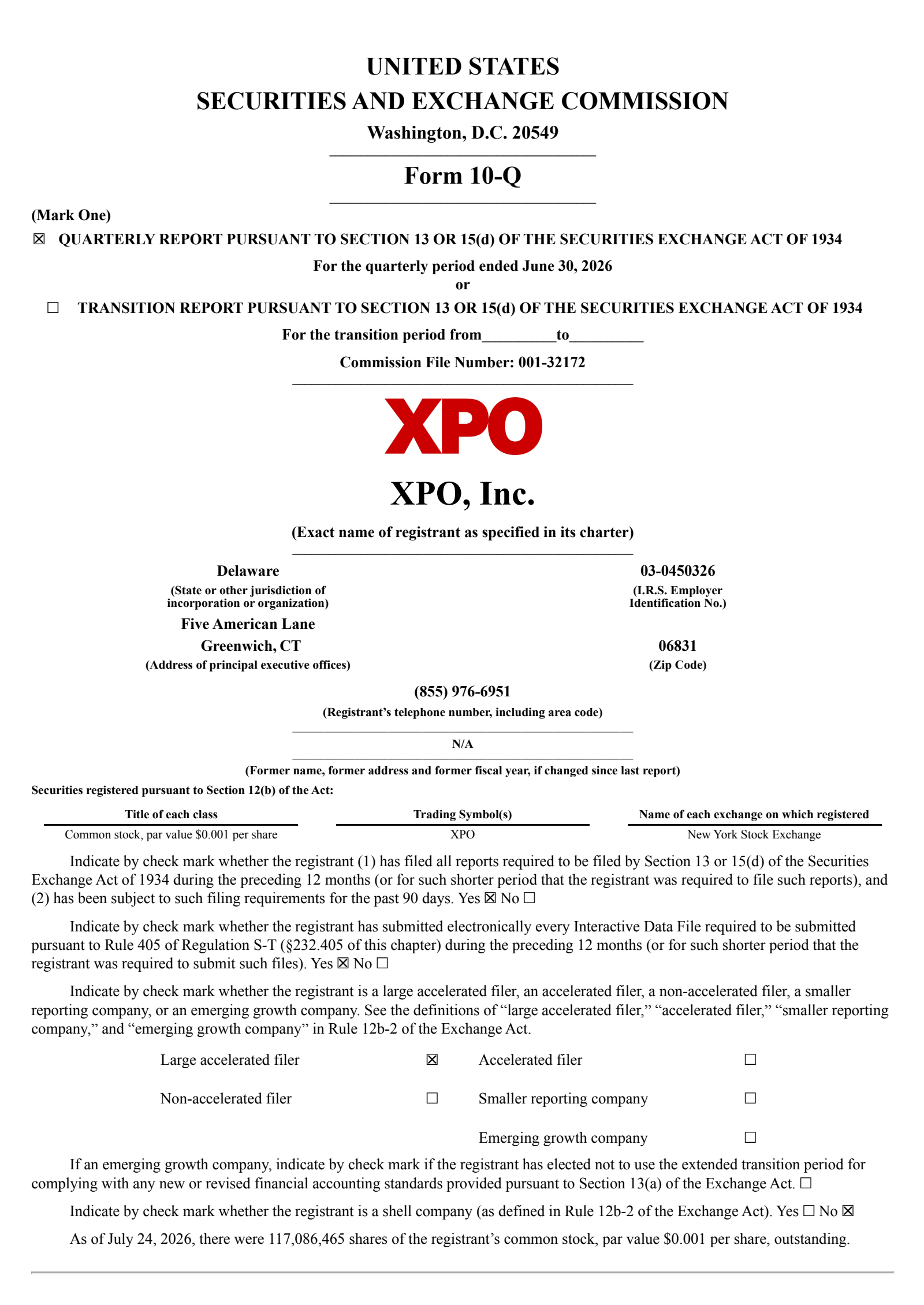 XPO's Q2 2026 Quarterly report