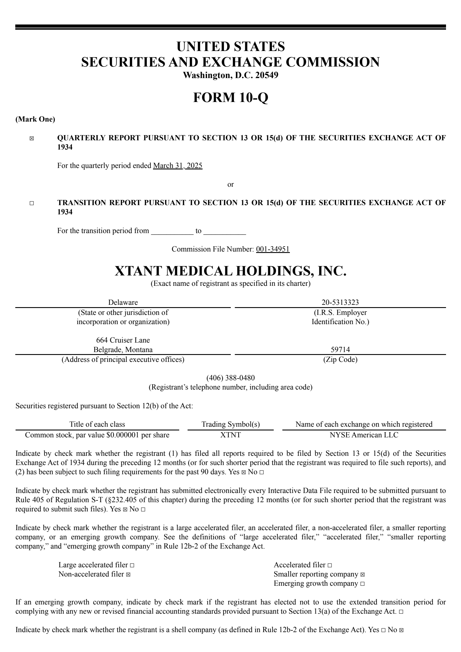 Xtant Medical's Q1 2025 Quarterly report