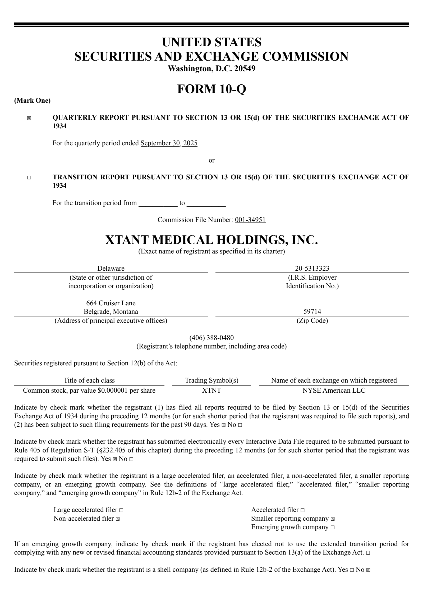 Xtant Medical's Q3 2025 Quarterly Report