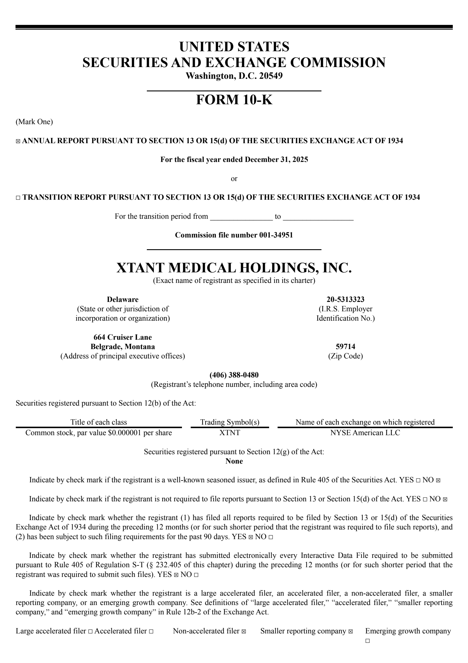 Xtant Medical's Q4 2025 Annual report