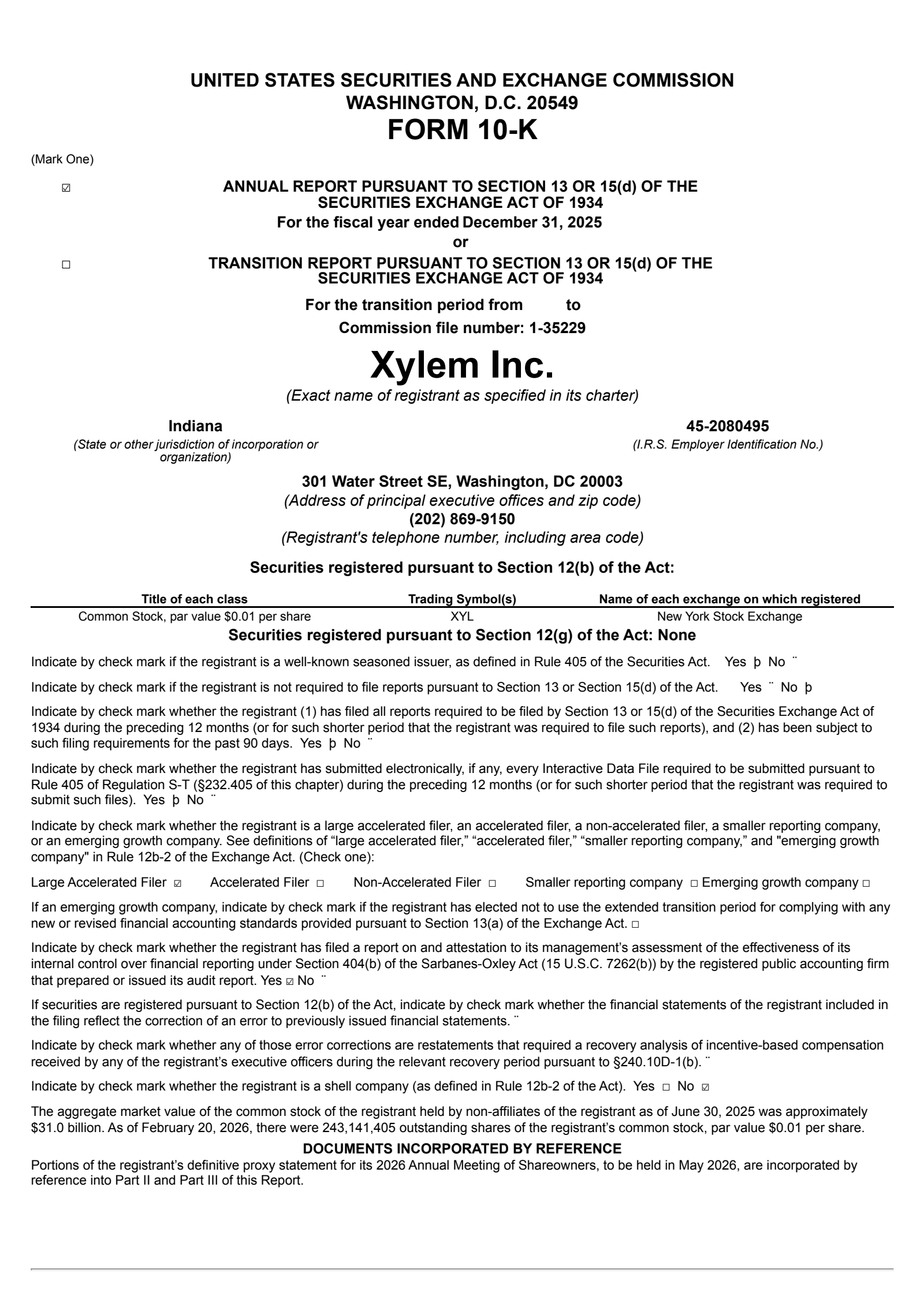 Xylem's Q4 2025 Annual report