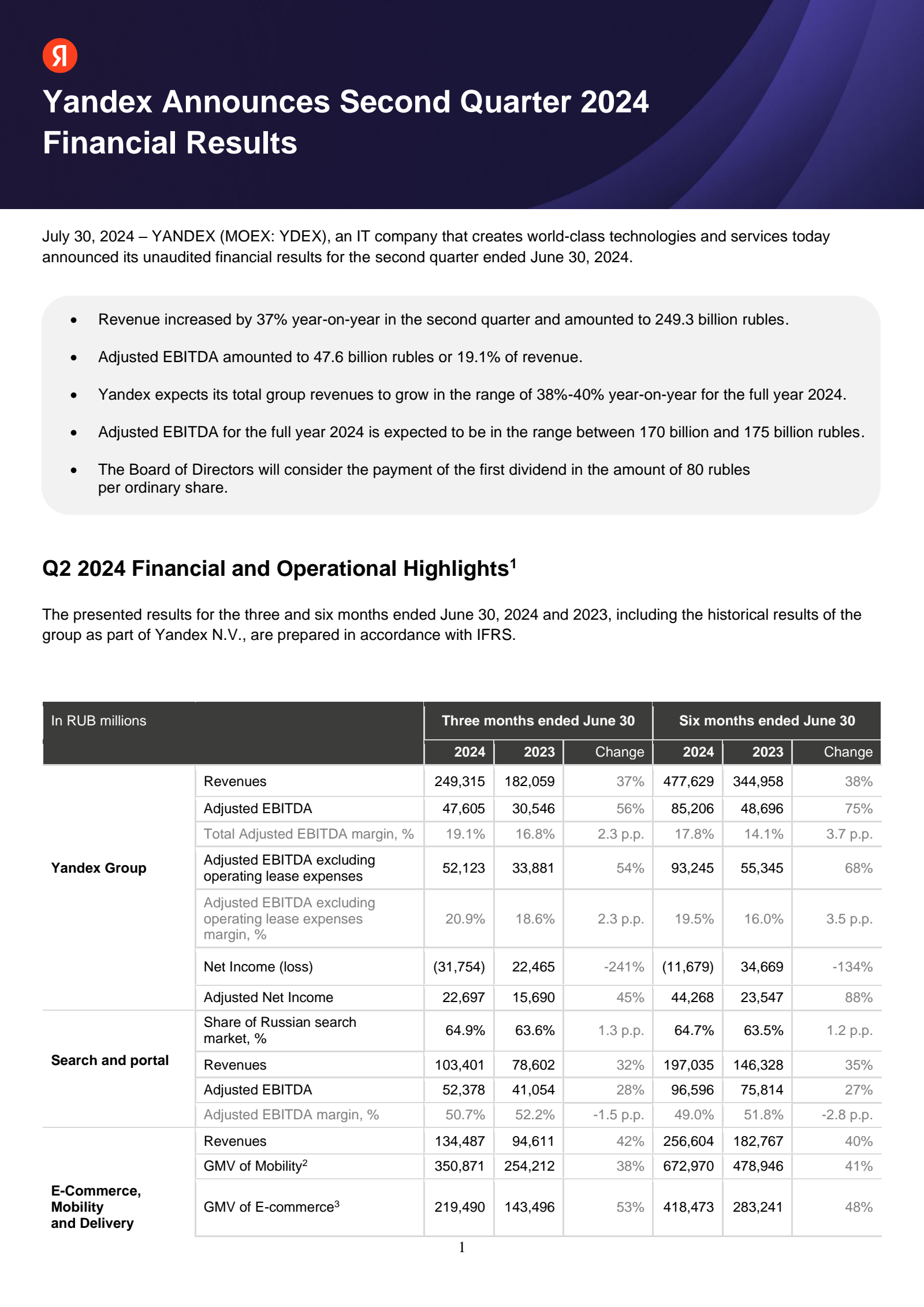 Nebius Group's Q2 2024 Press Release