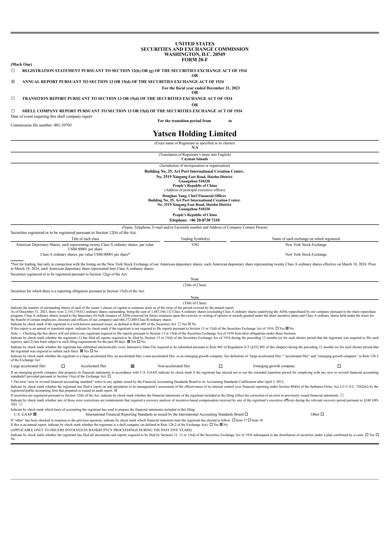 Yatsen's Q4 2023 Annual Report