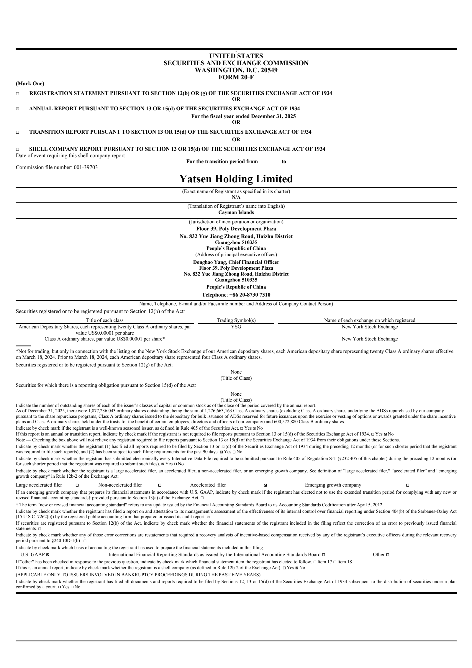 Yatsen's Q4 2025 Annual report