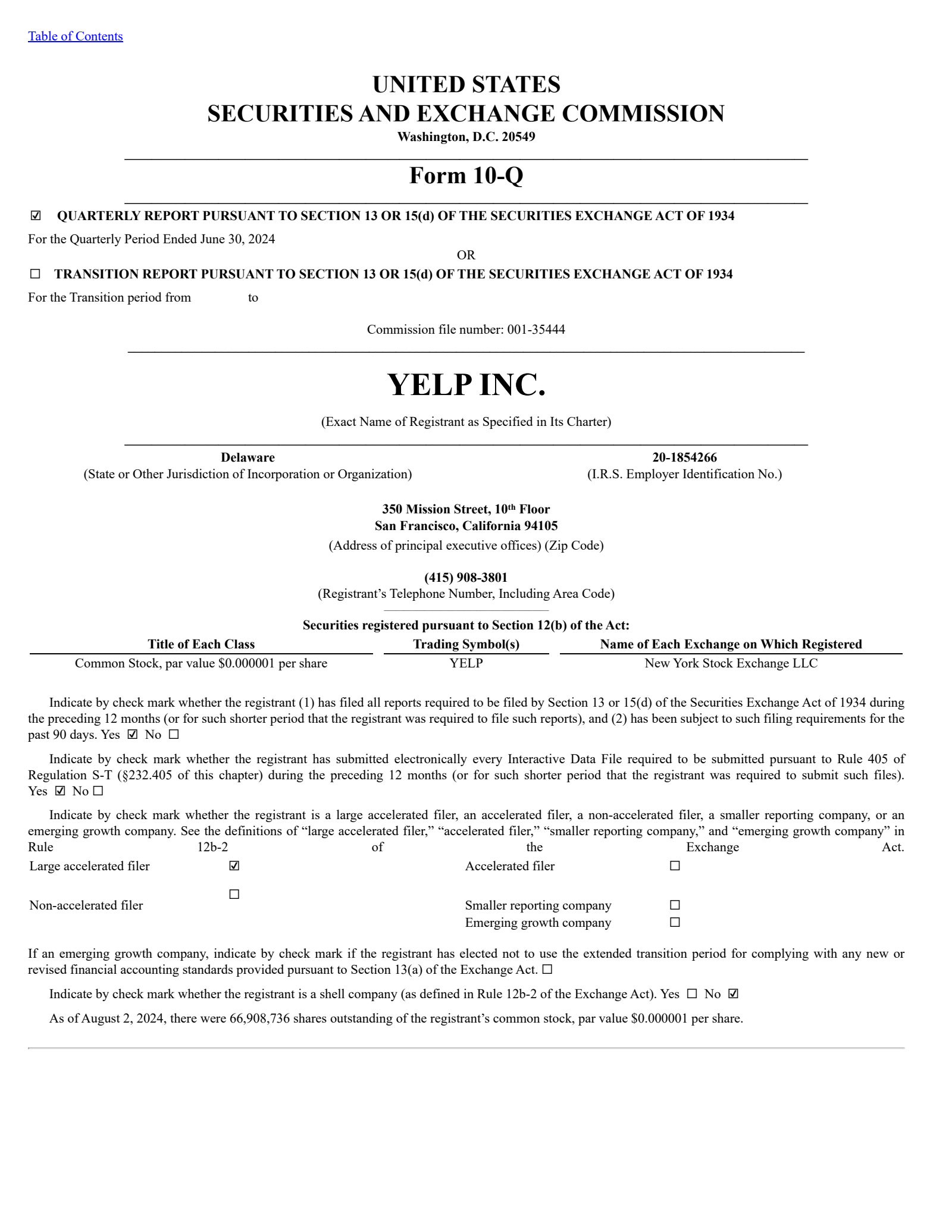 Yelp's Q2 2024 Quarterly Report