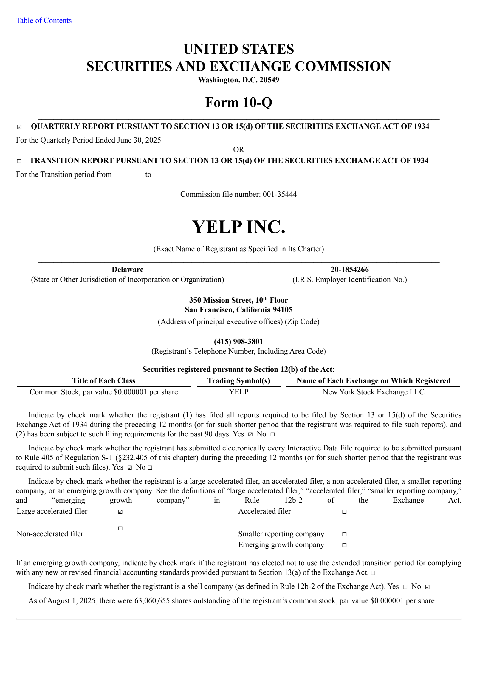 Yelp's Q2 2025 Quarterly report