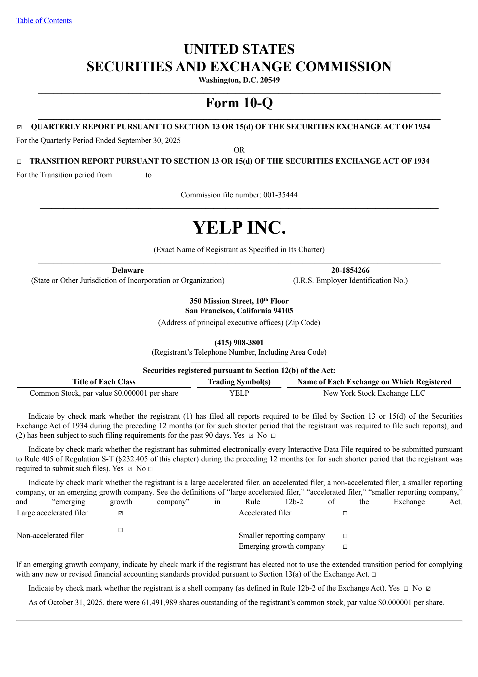 Yelp's Q3 2025 Quarterly Report