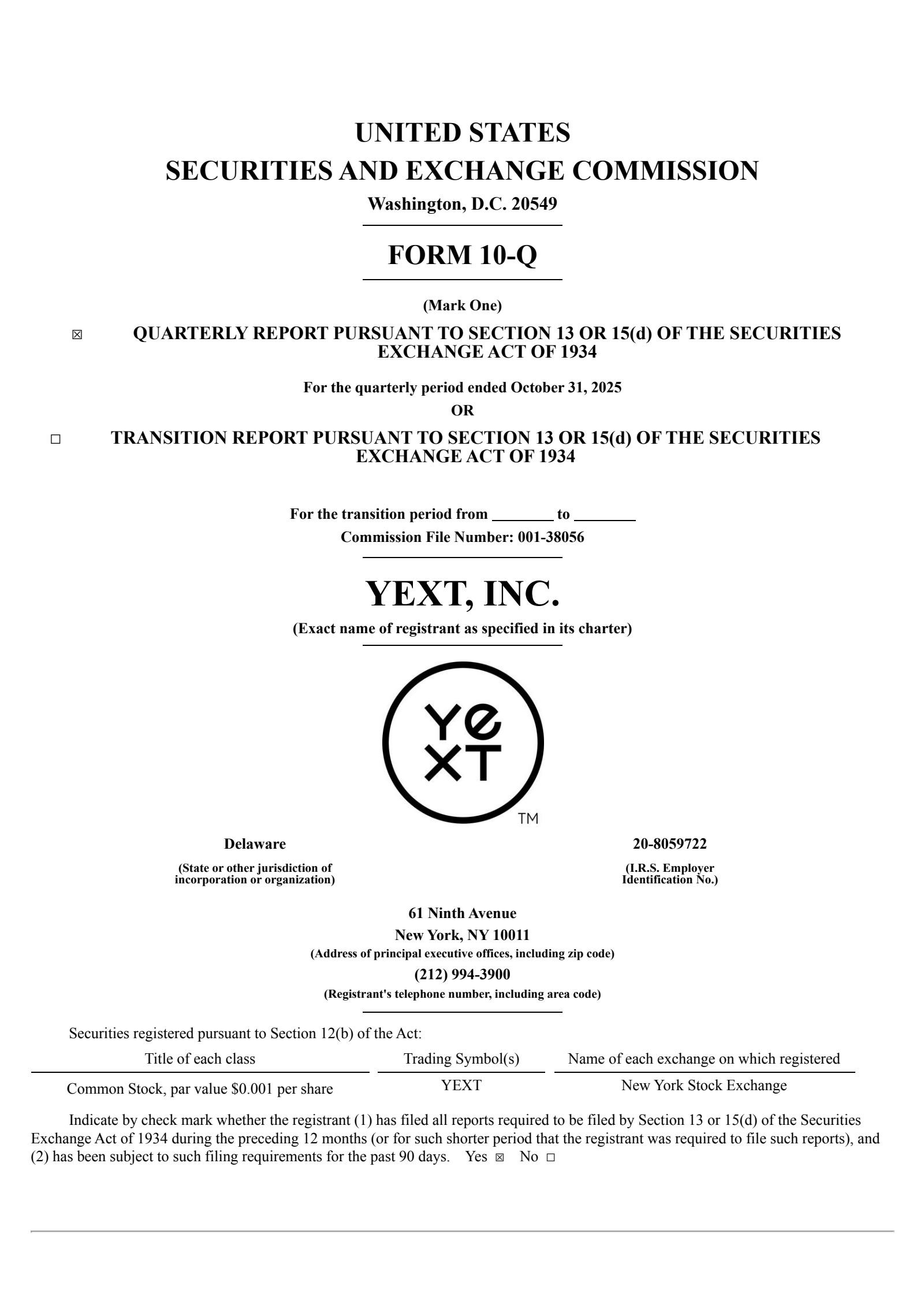 Yext's Q3 2026 Quarterly Report
