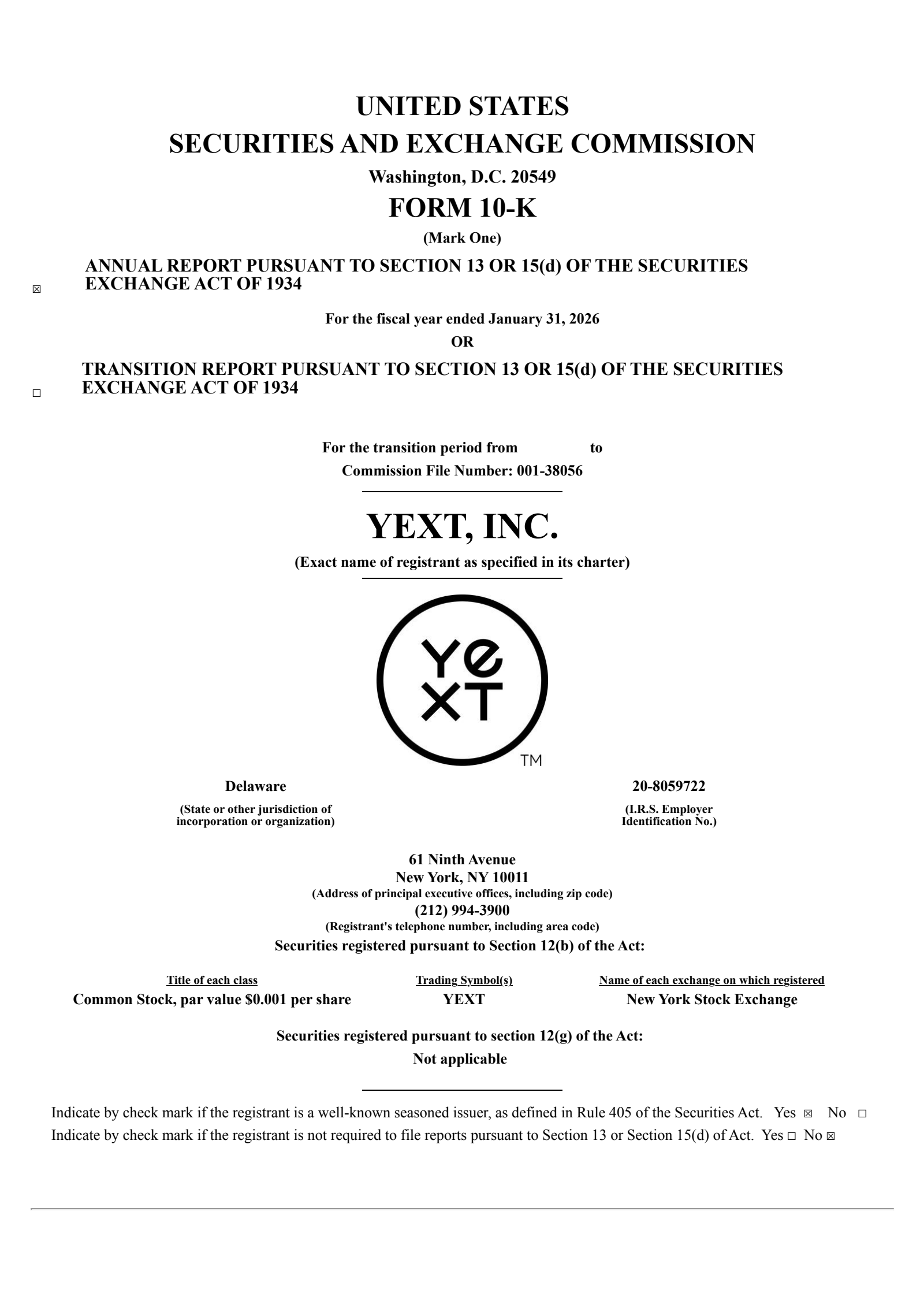 Yext's Q4 2026 Annual report