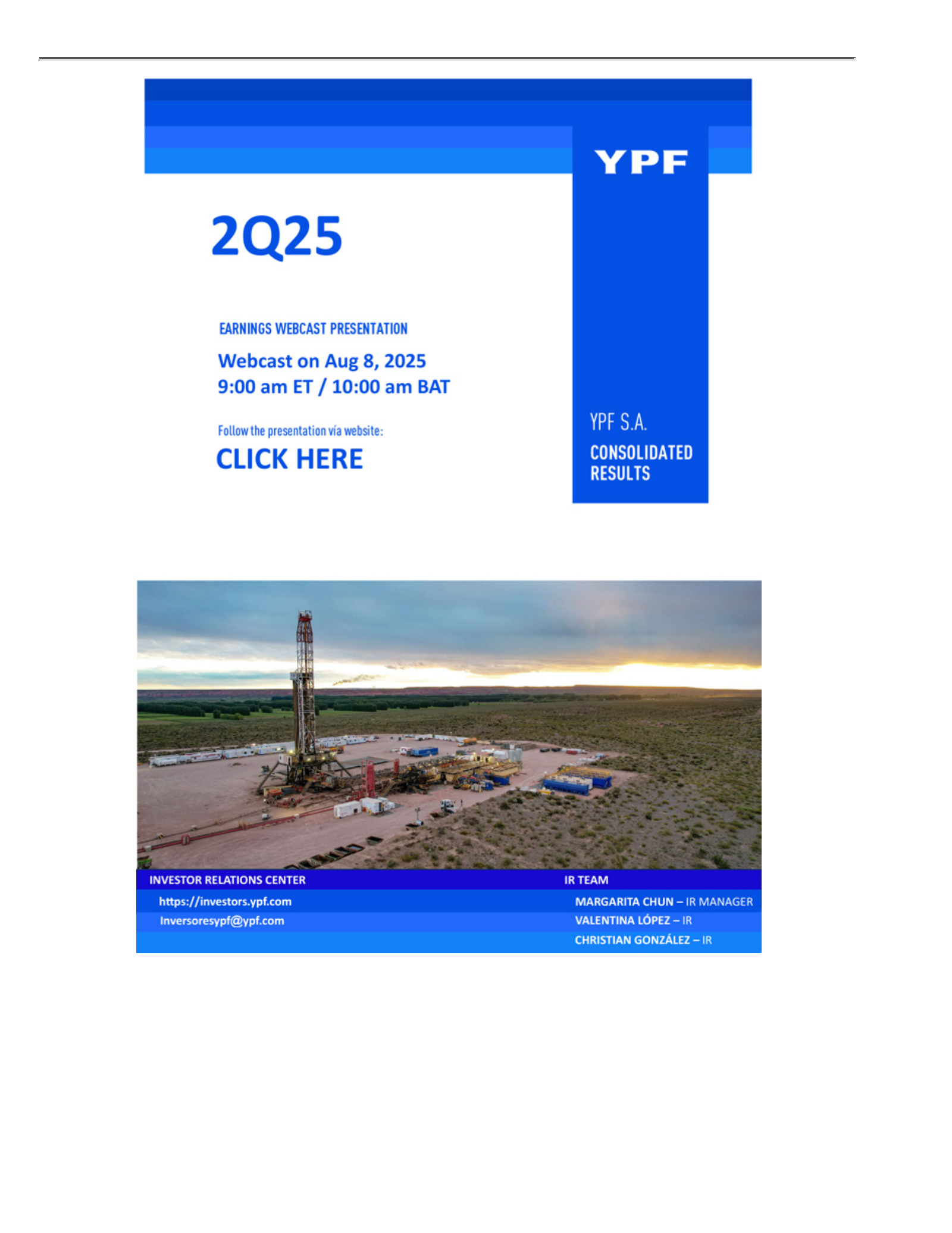 YPF Sociedad Anonima's Q2 2025 Press Release
