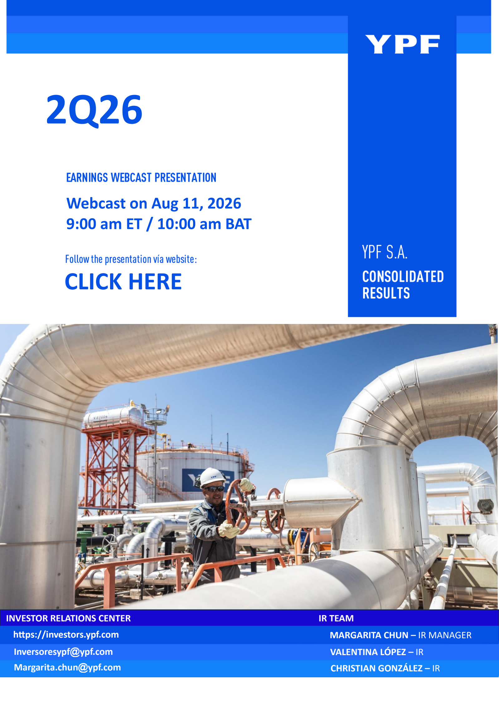 YPF Sociedad Anónima's Q2 2026 Press Release