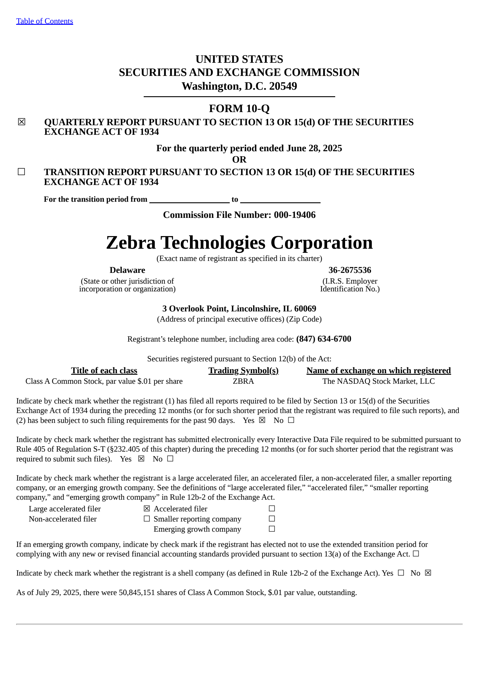 Zebra Technologies' Q2 2025 Quarterly report