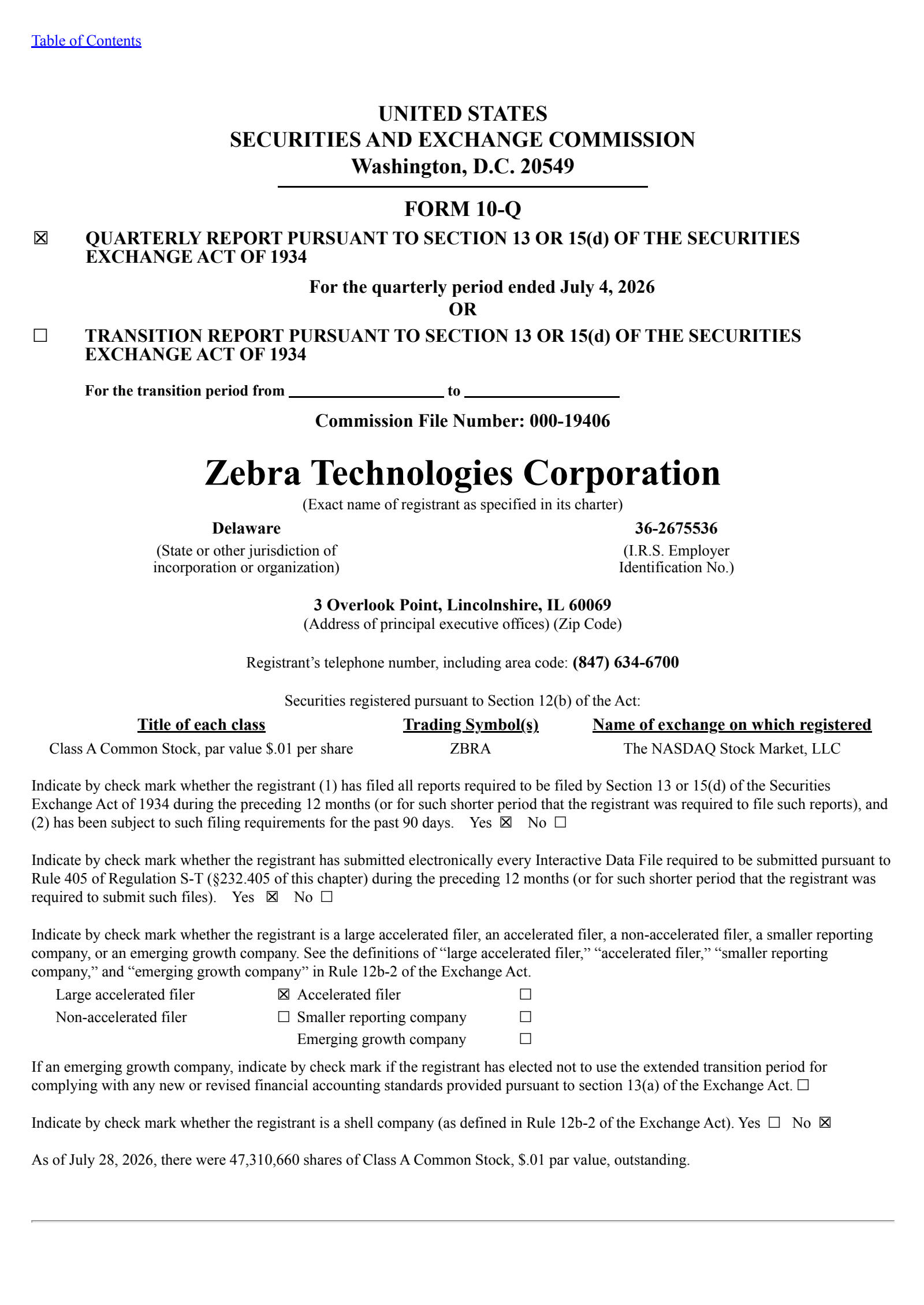 Zebra Technologies' Q2 2026 Quarterly report