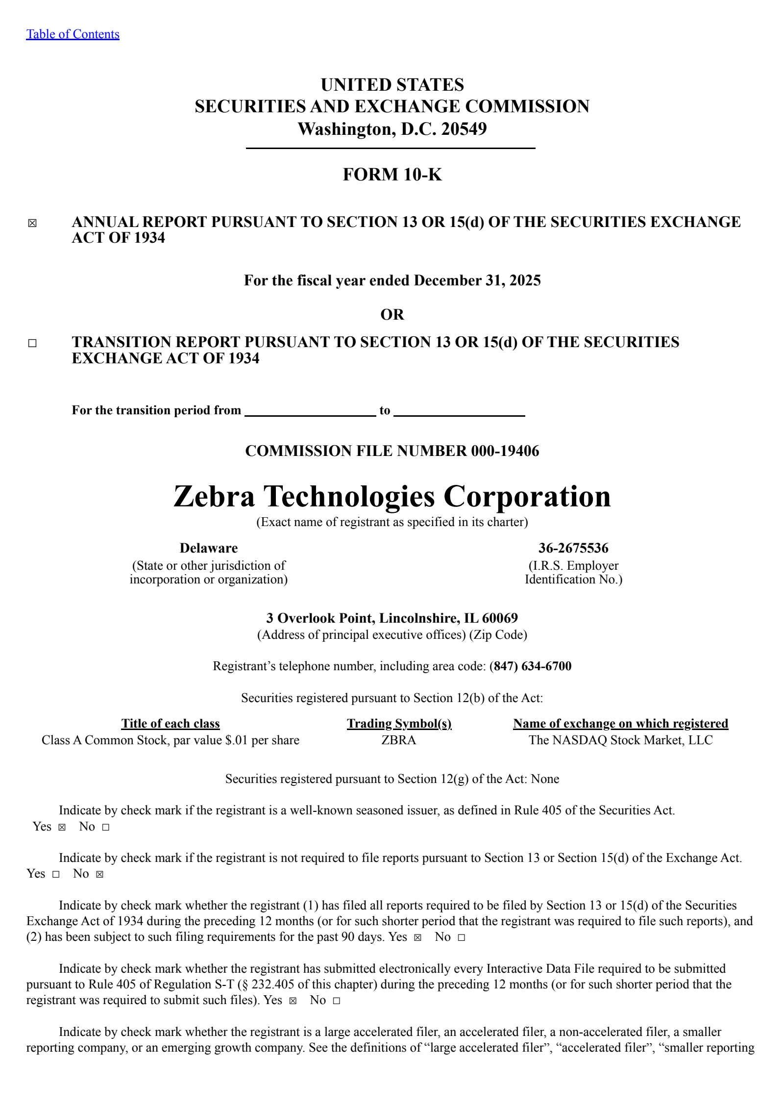 Zebra Technologies' Q4 2025 Annual report