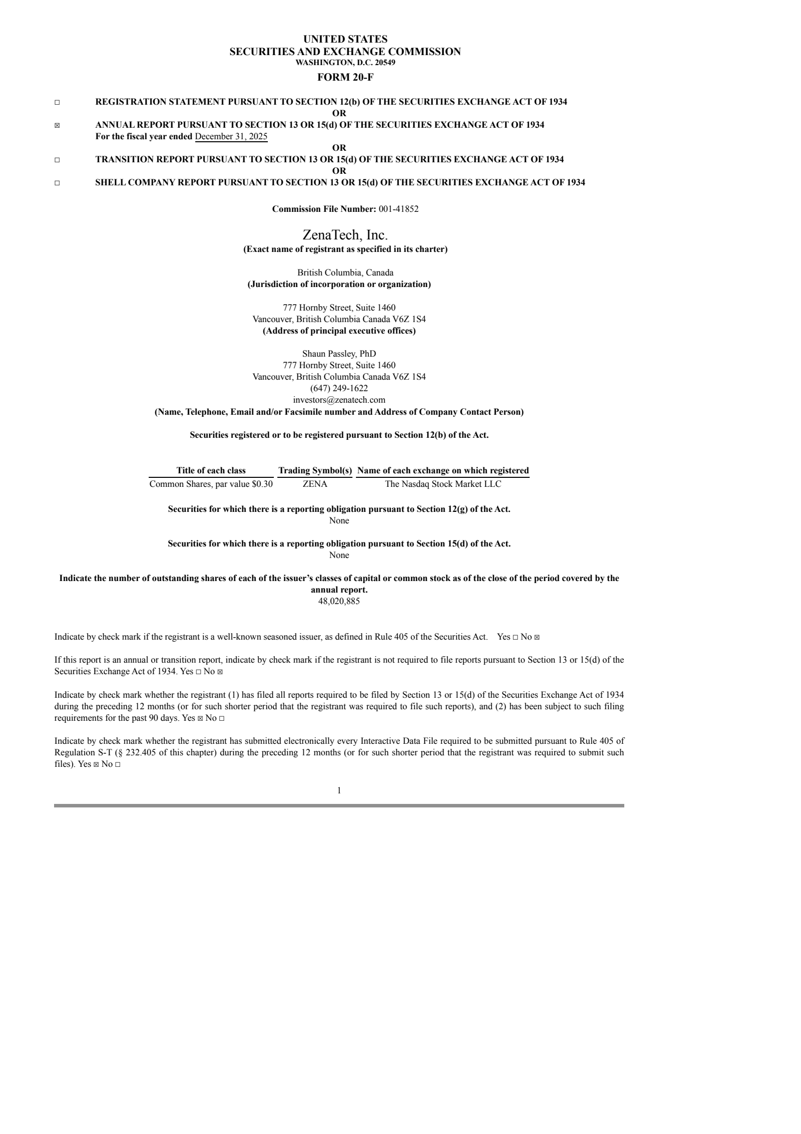 ZenaTech's Q4 2025 Annual report