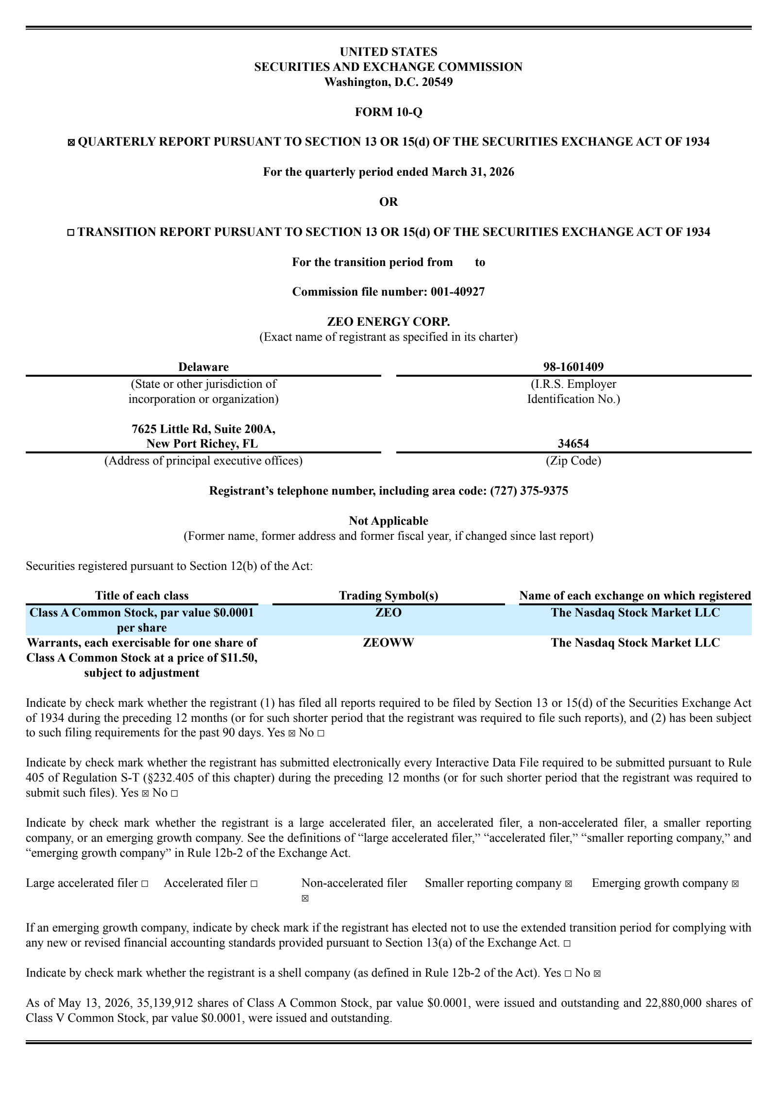 Zeo Energy's Q1 2026 Quarterly report