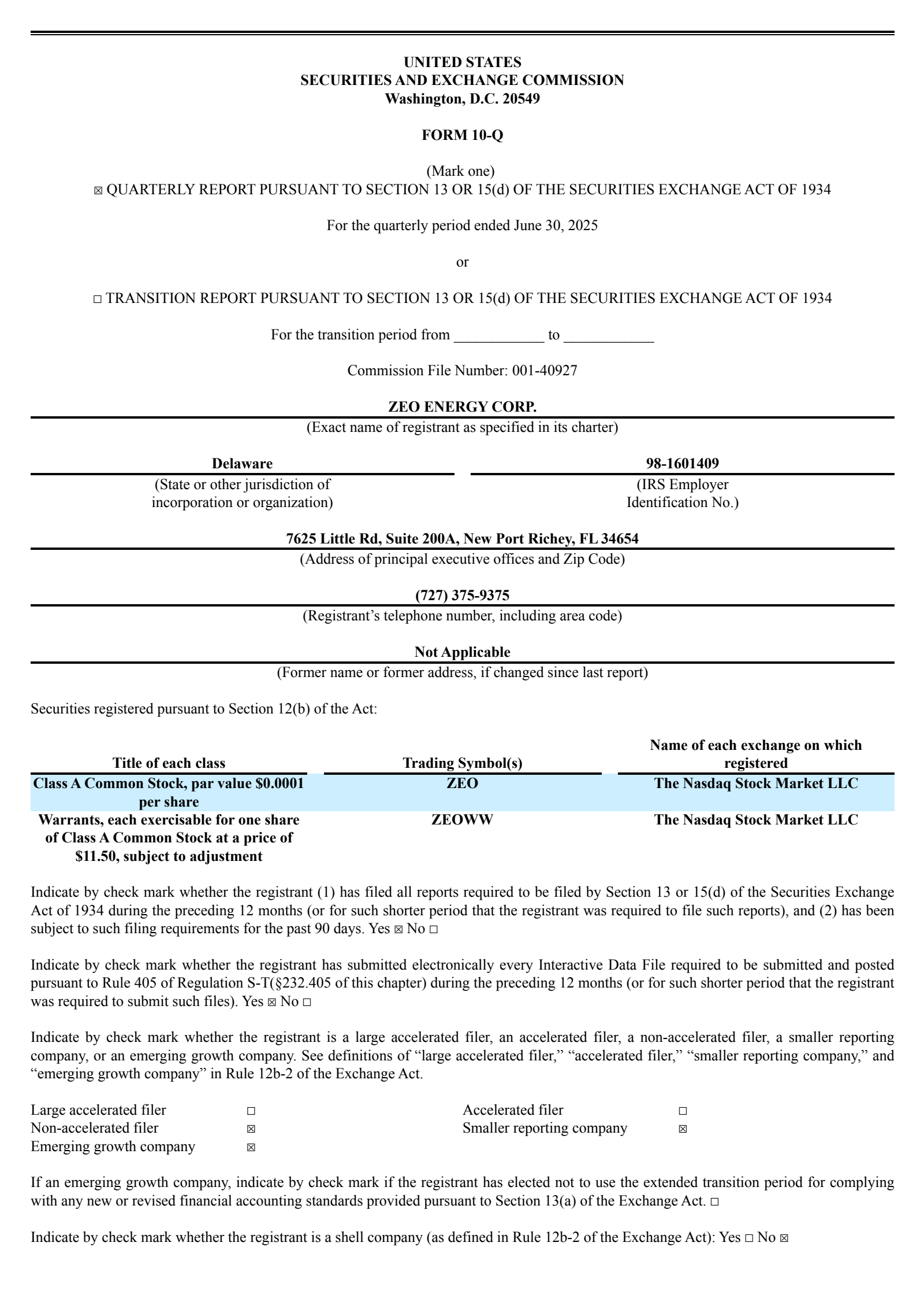 Zeo Energy's Q2 2025 Quarterly report