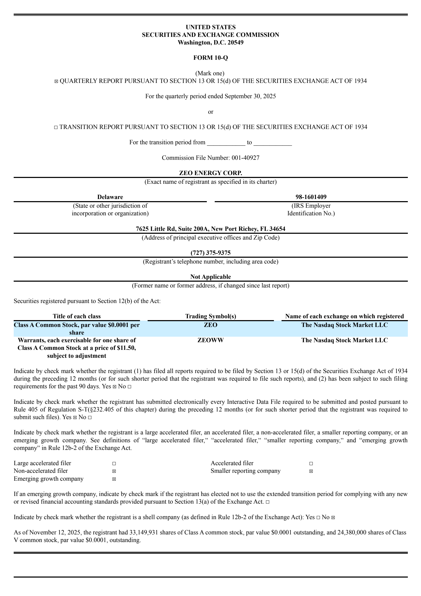 Zeo Energy's Q3 2025 Quarterly Report