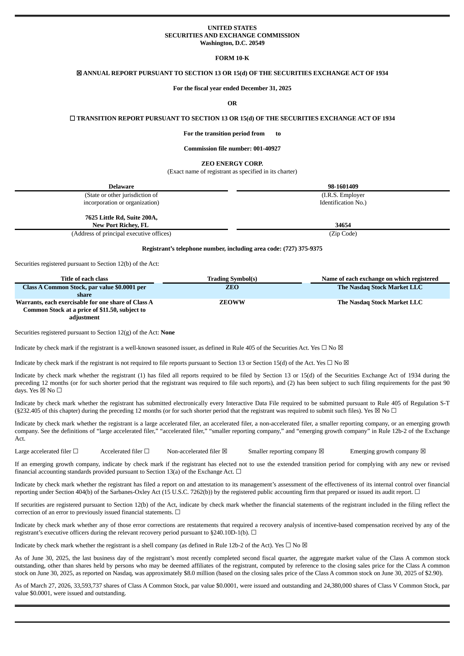 Zeo Energy's Q4 2025 Annual report