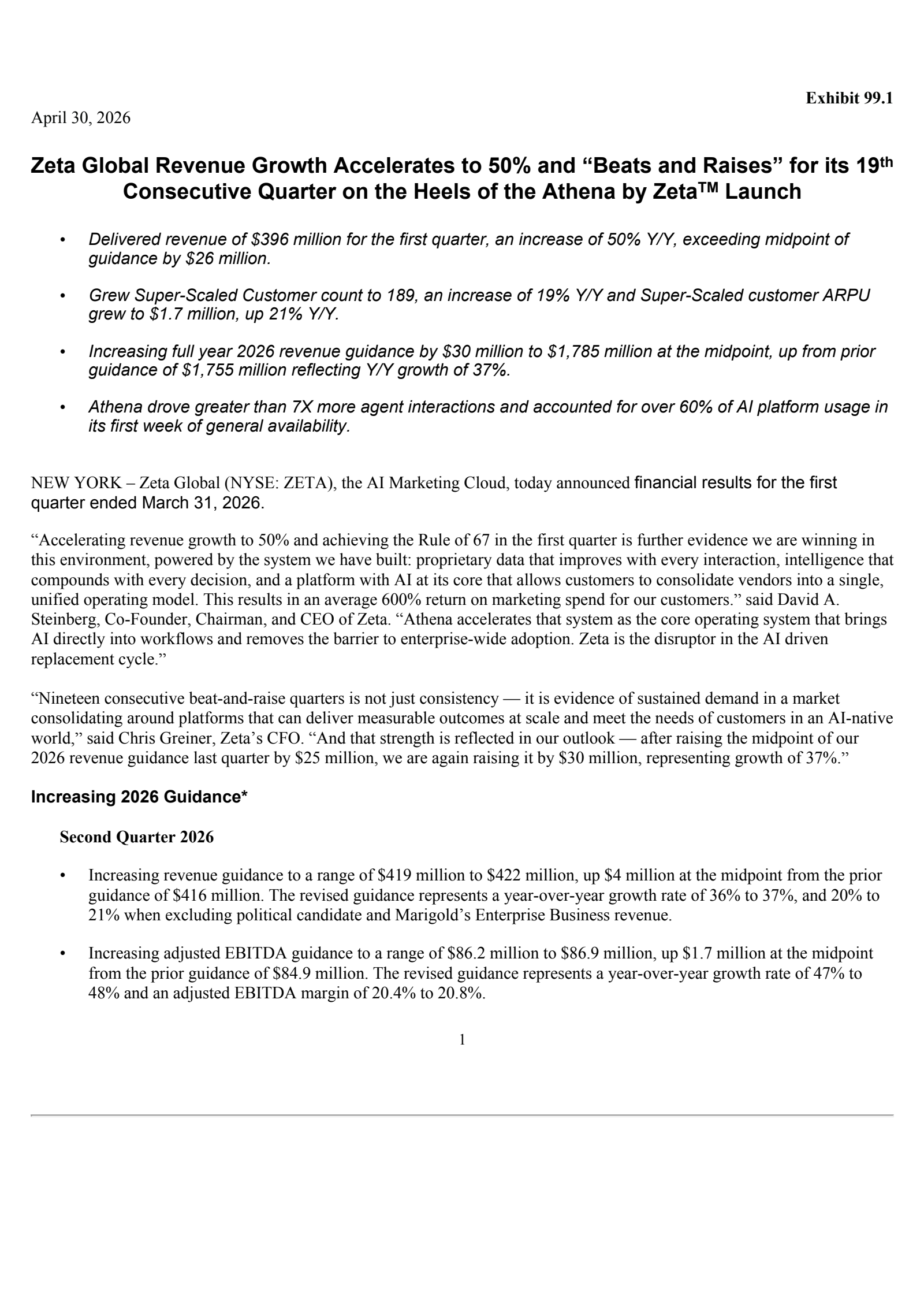 Zeta Global's Q1 2026 Press Release