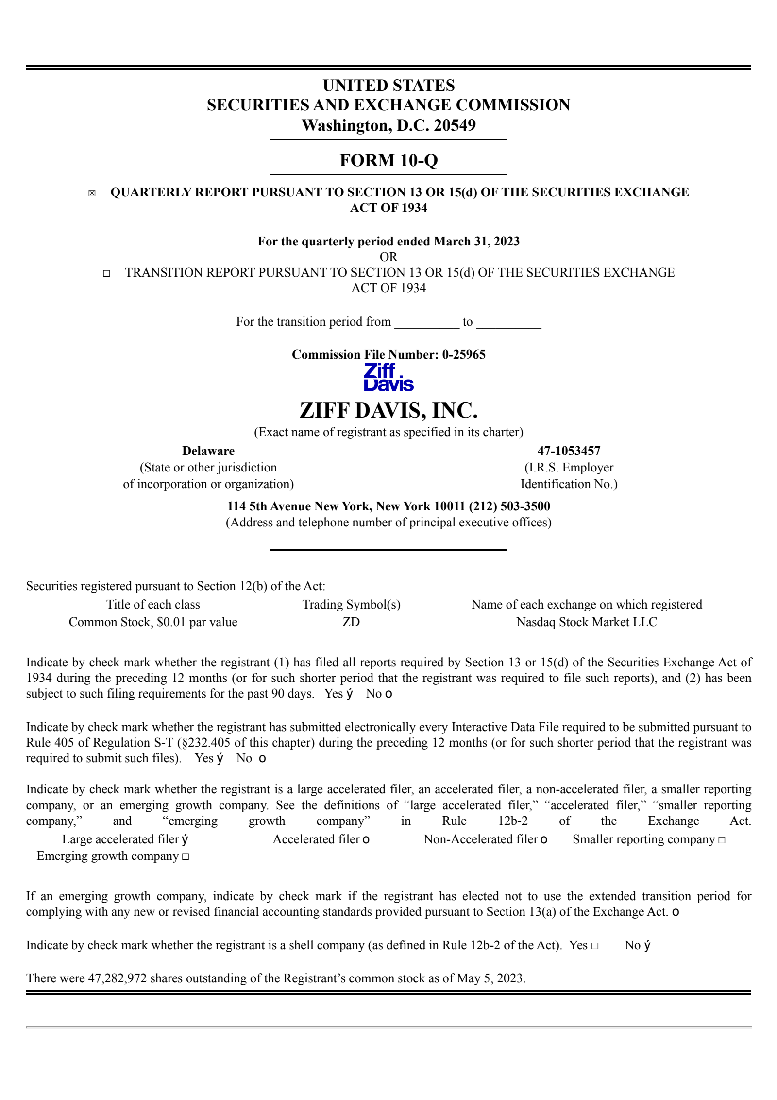 Ziff Davis' Q1 2023 Quarterly report