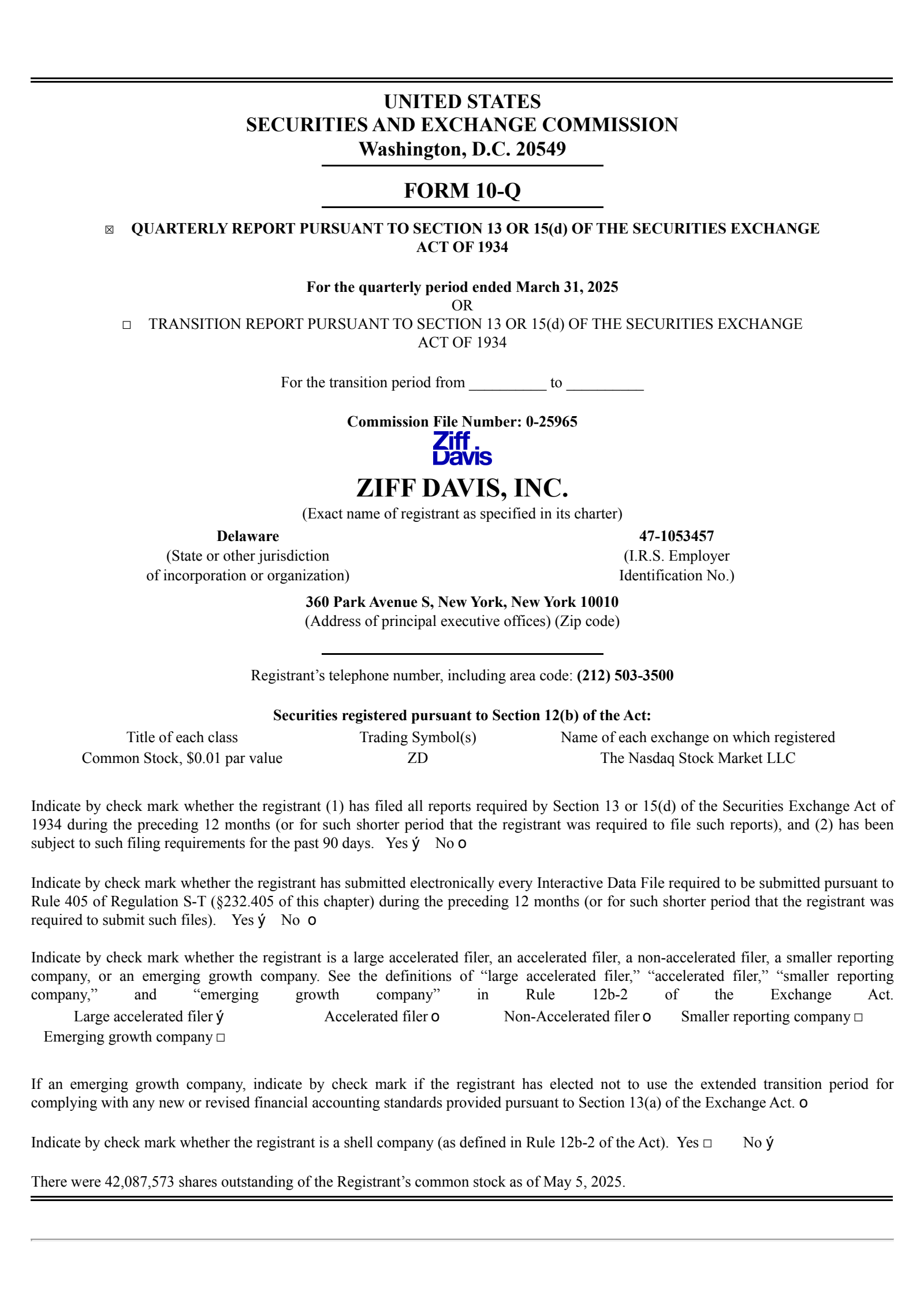Ziff Davis' Q1 2025 Quarterly report