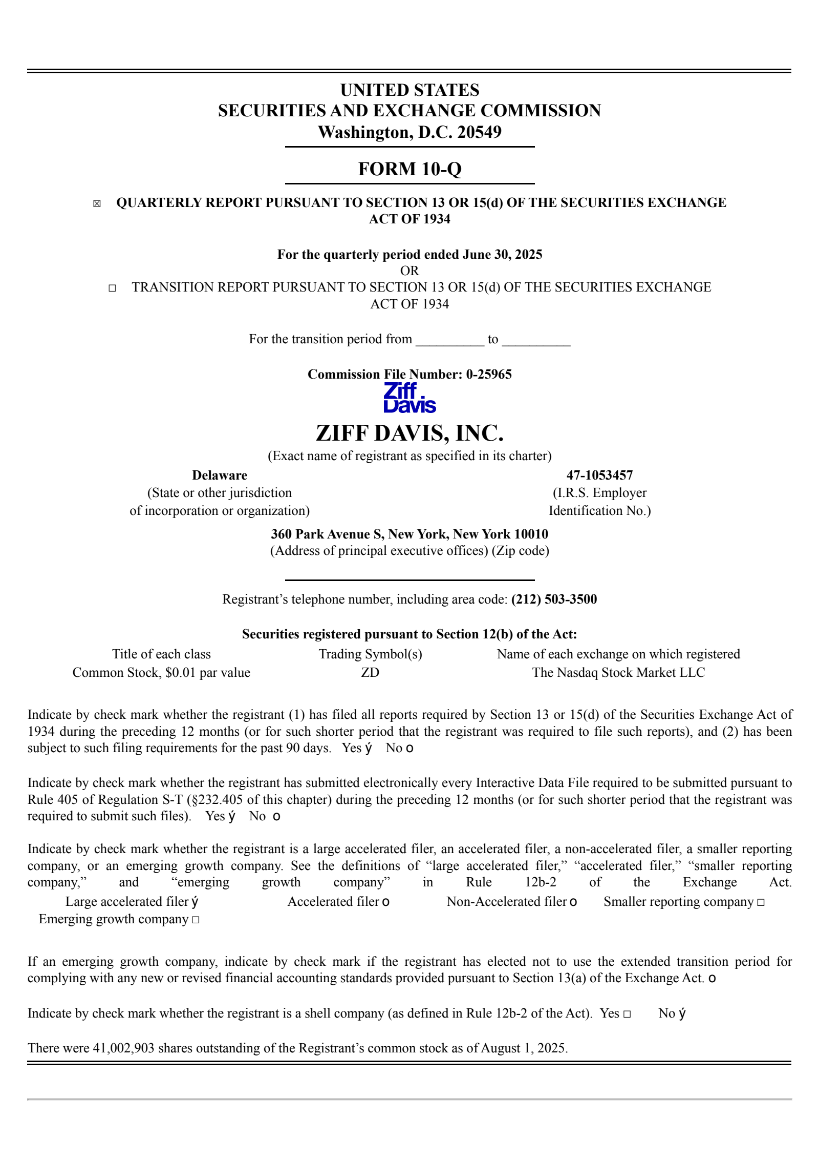 Ziff Davis' Q2 2025 Quarterly report
