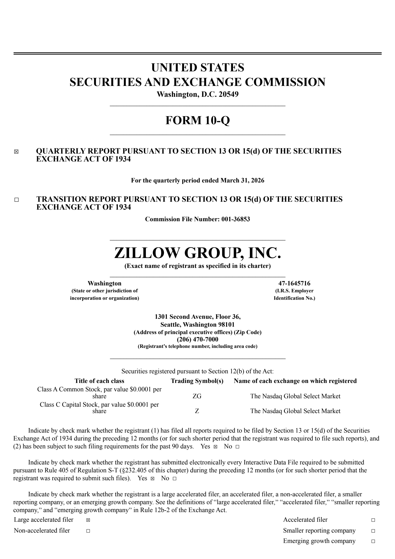 Zillow Group's Q1 2026 Quarterly report