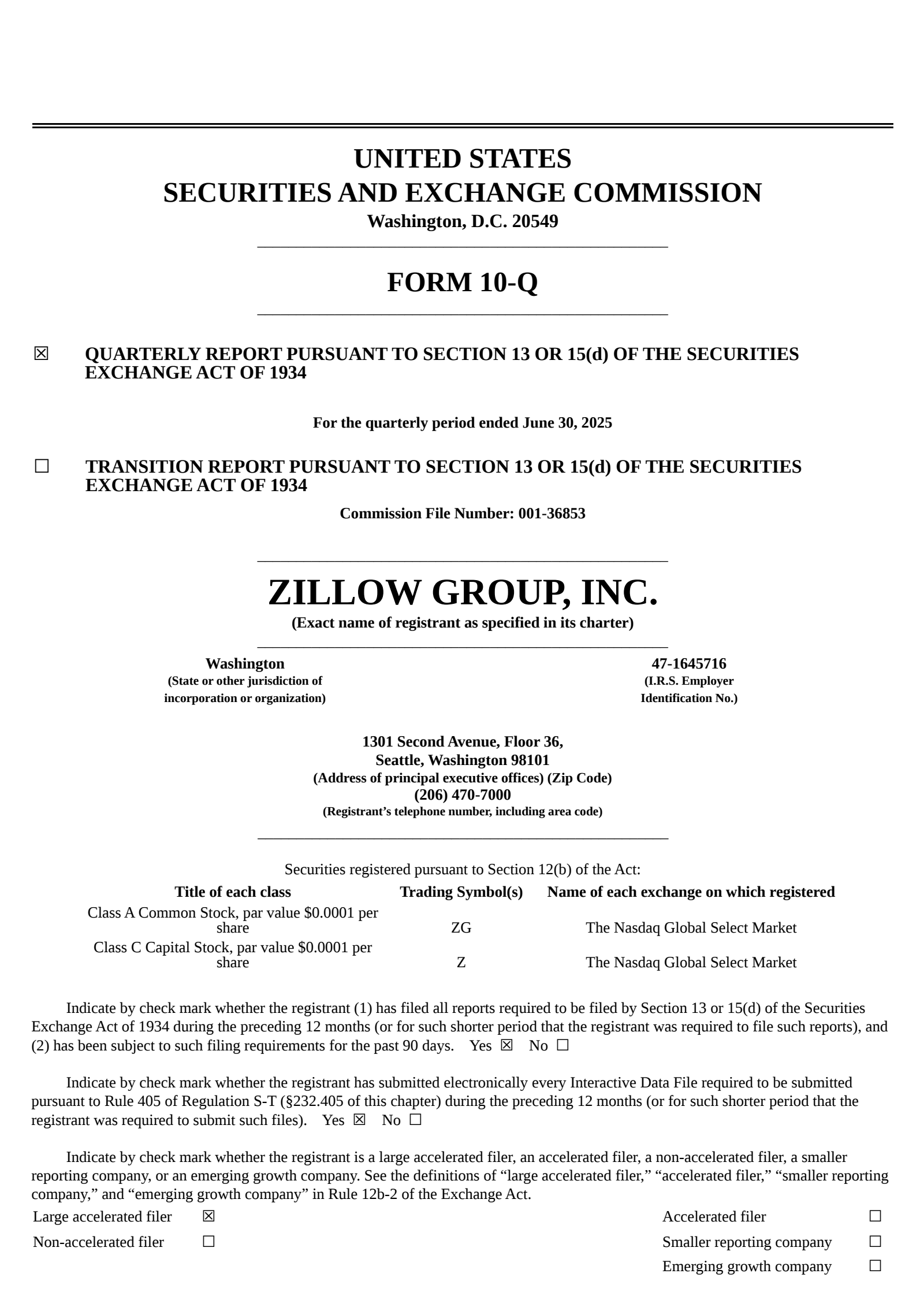 Zillow Group's Q2 2025 Quarterly report