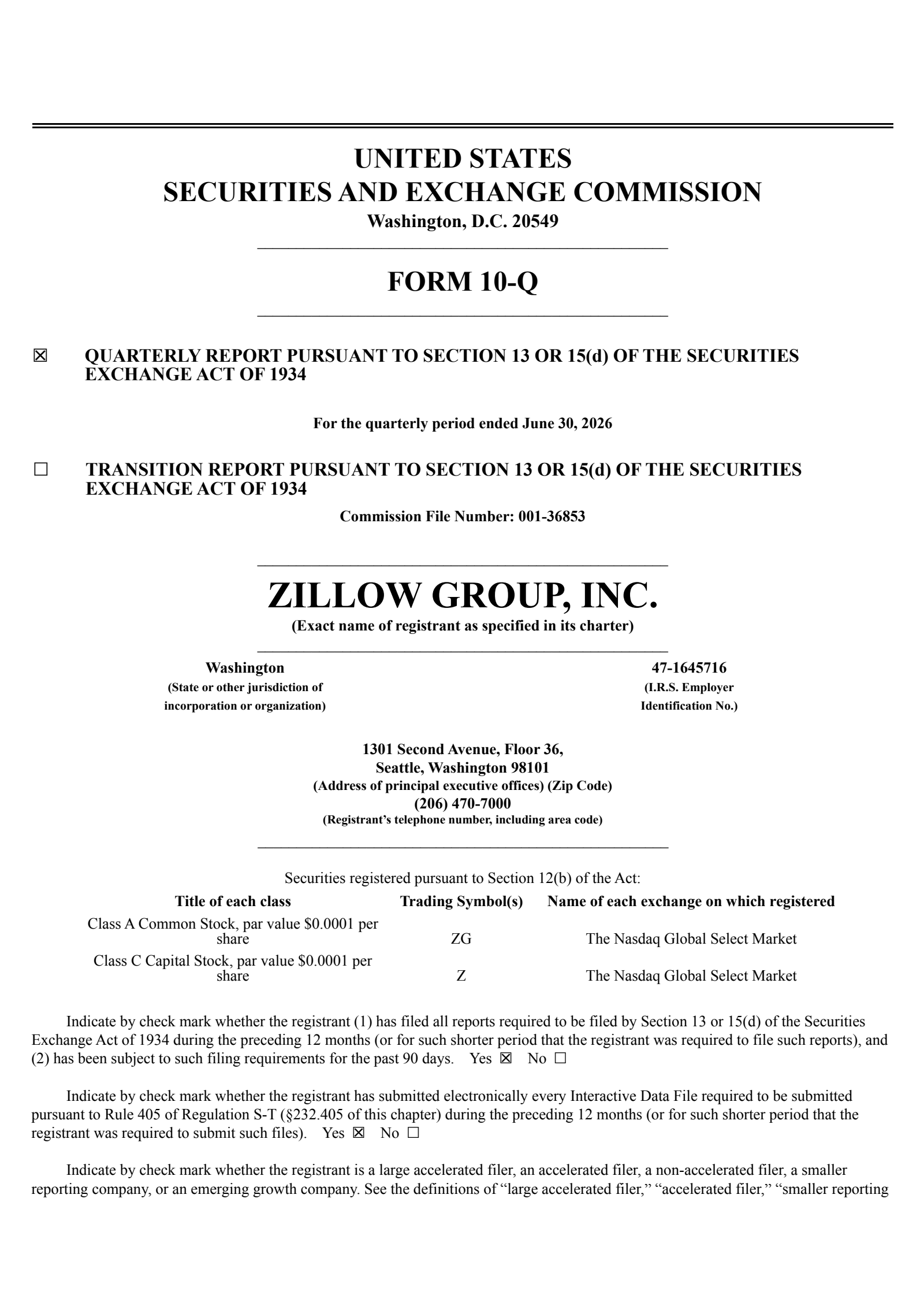 Zillow Group's Q2 2026 Quarterly report