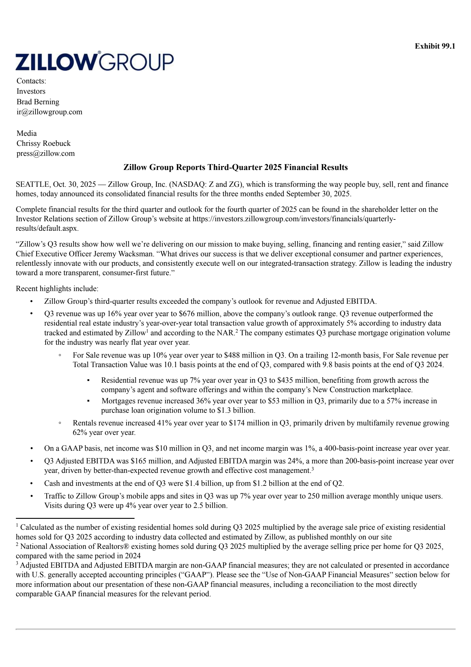 Zillow Group's Q3 2025 Earnings Release