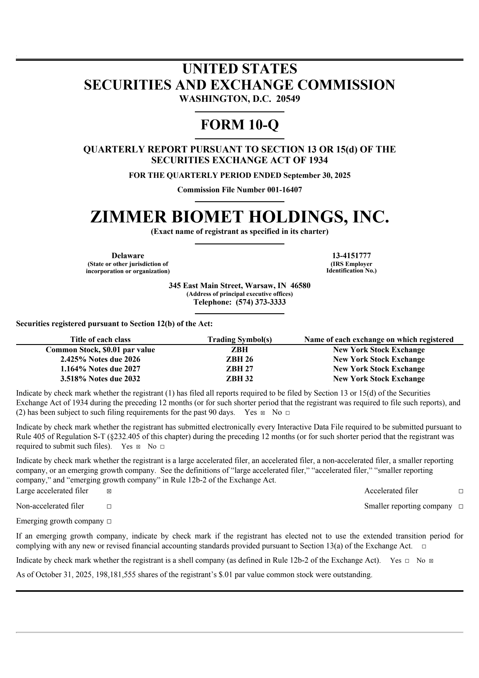 Zimmer Biomet's Q3 2025 Quarterly Report