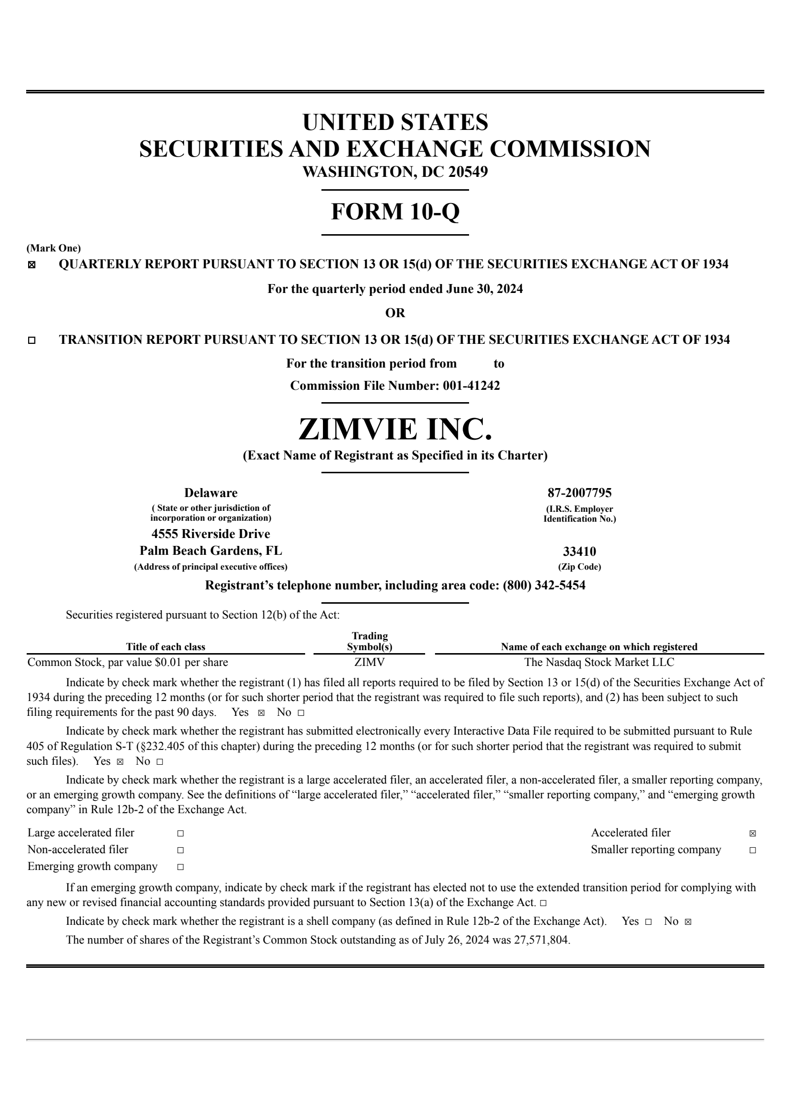 ZimVie's Q2 2024 Quarterly report