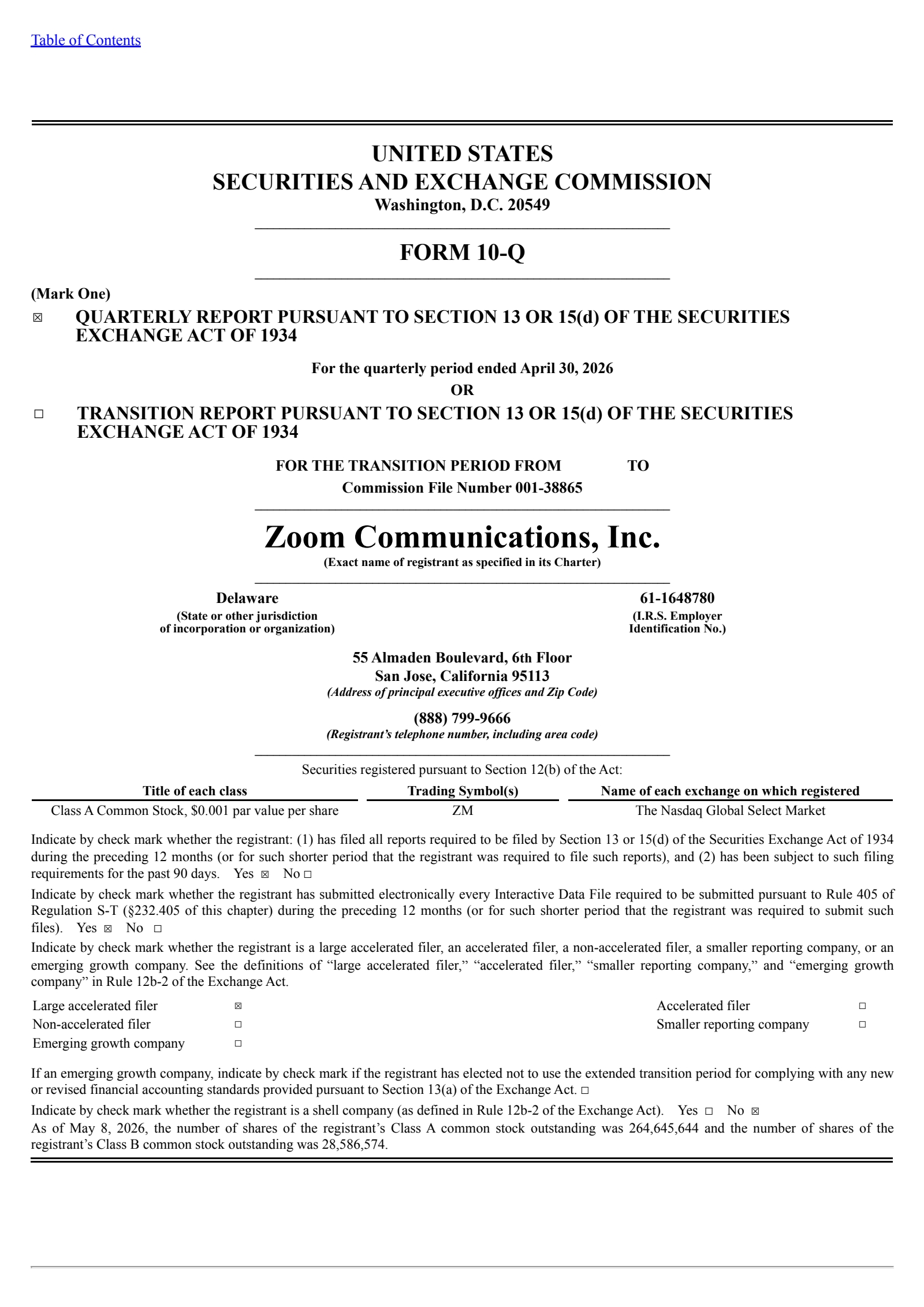 Zoom Communications' Q1 2027 Quarterly report