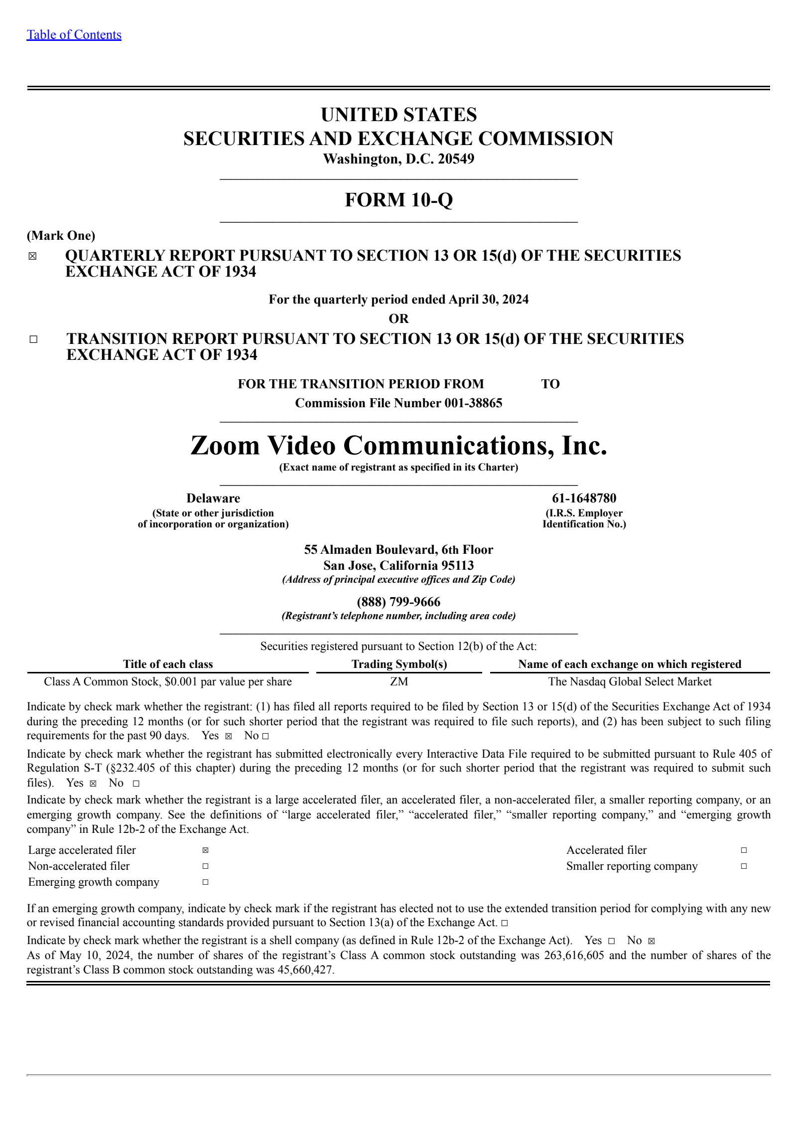 Zoom Video Communications' Q1 2025 Quarterly report