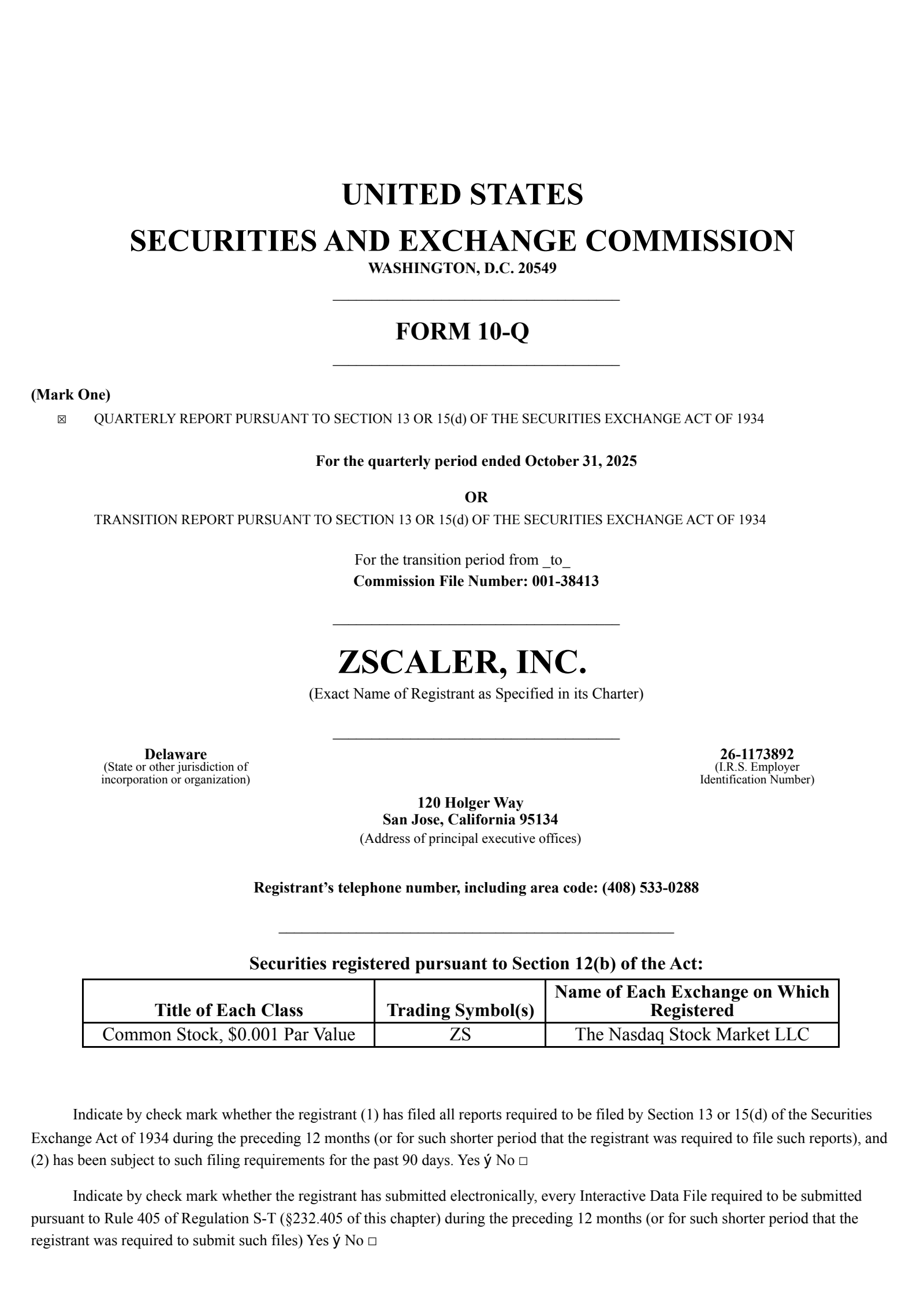 Zscaler's Q1 2026 Quarterly Report