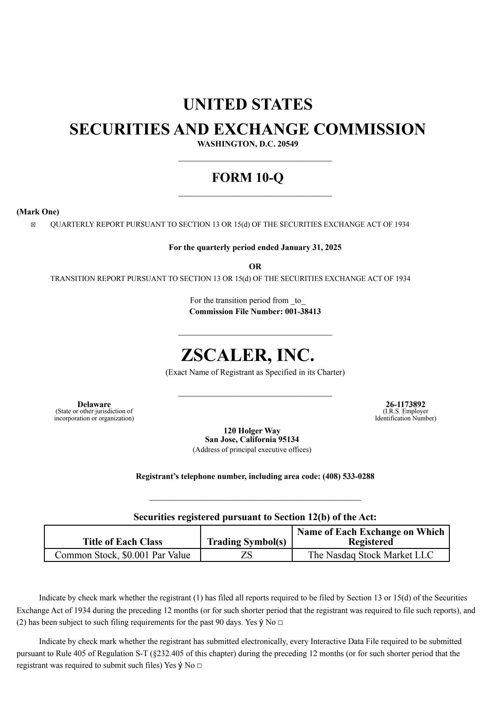 Zscaler's Q2 2025 Quarterly report