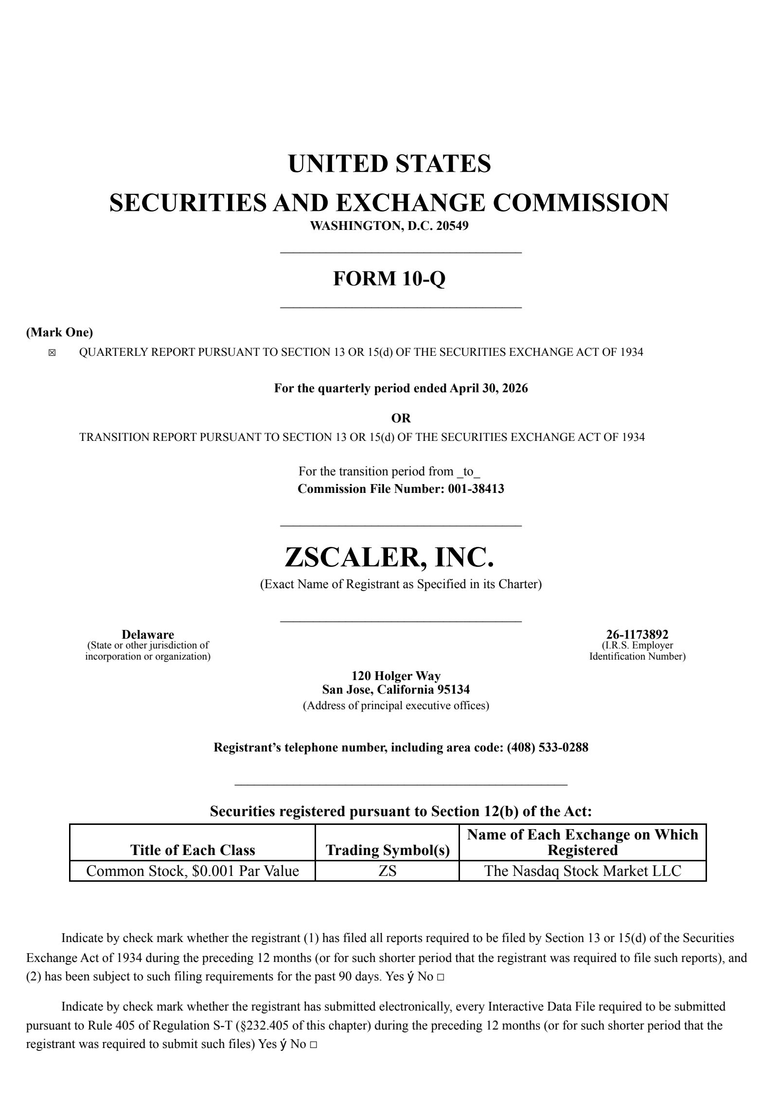 Zscaler's Q3 2026 Quarterly report