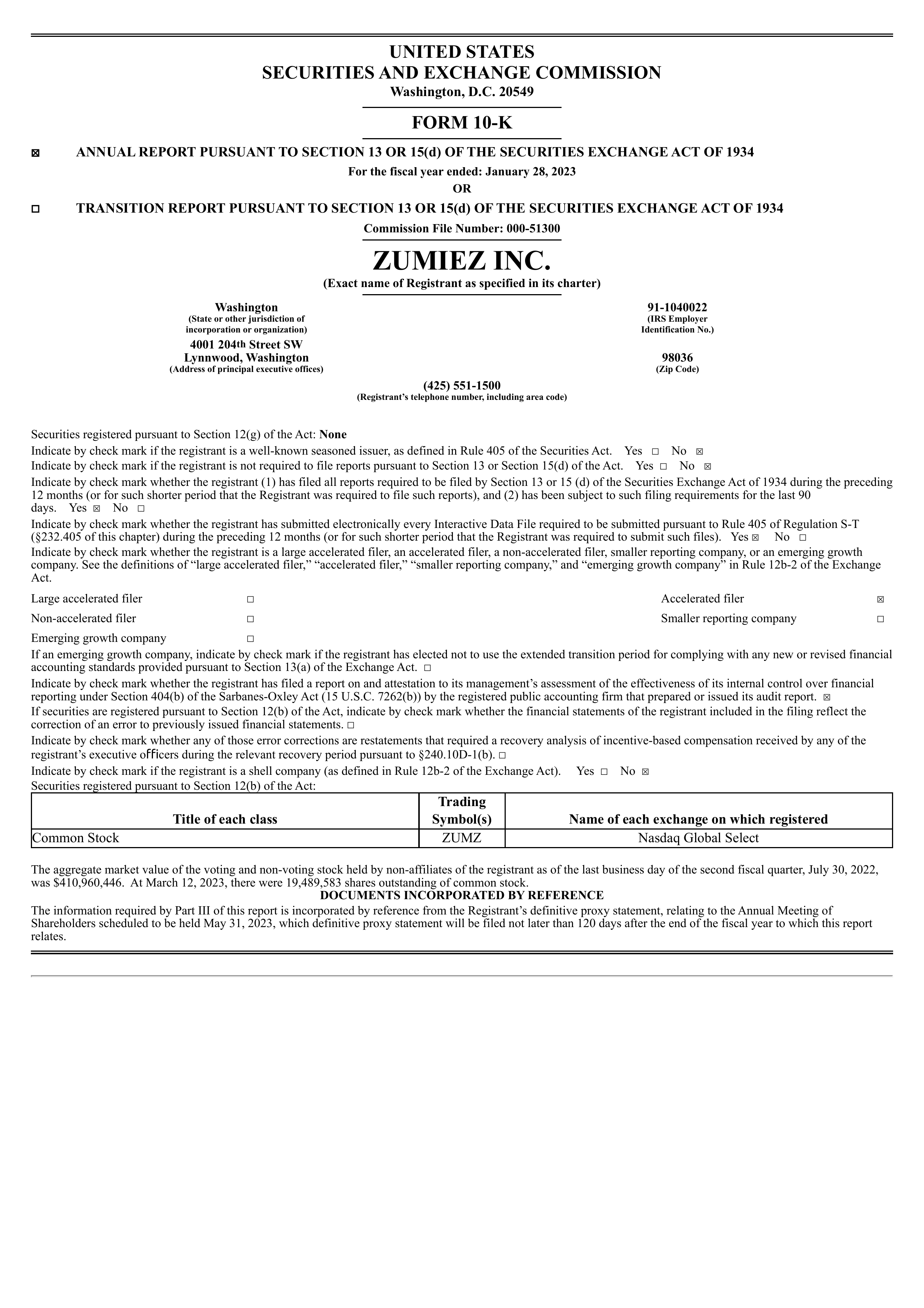 Zumiez's Q4 2023 Annual report