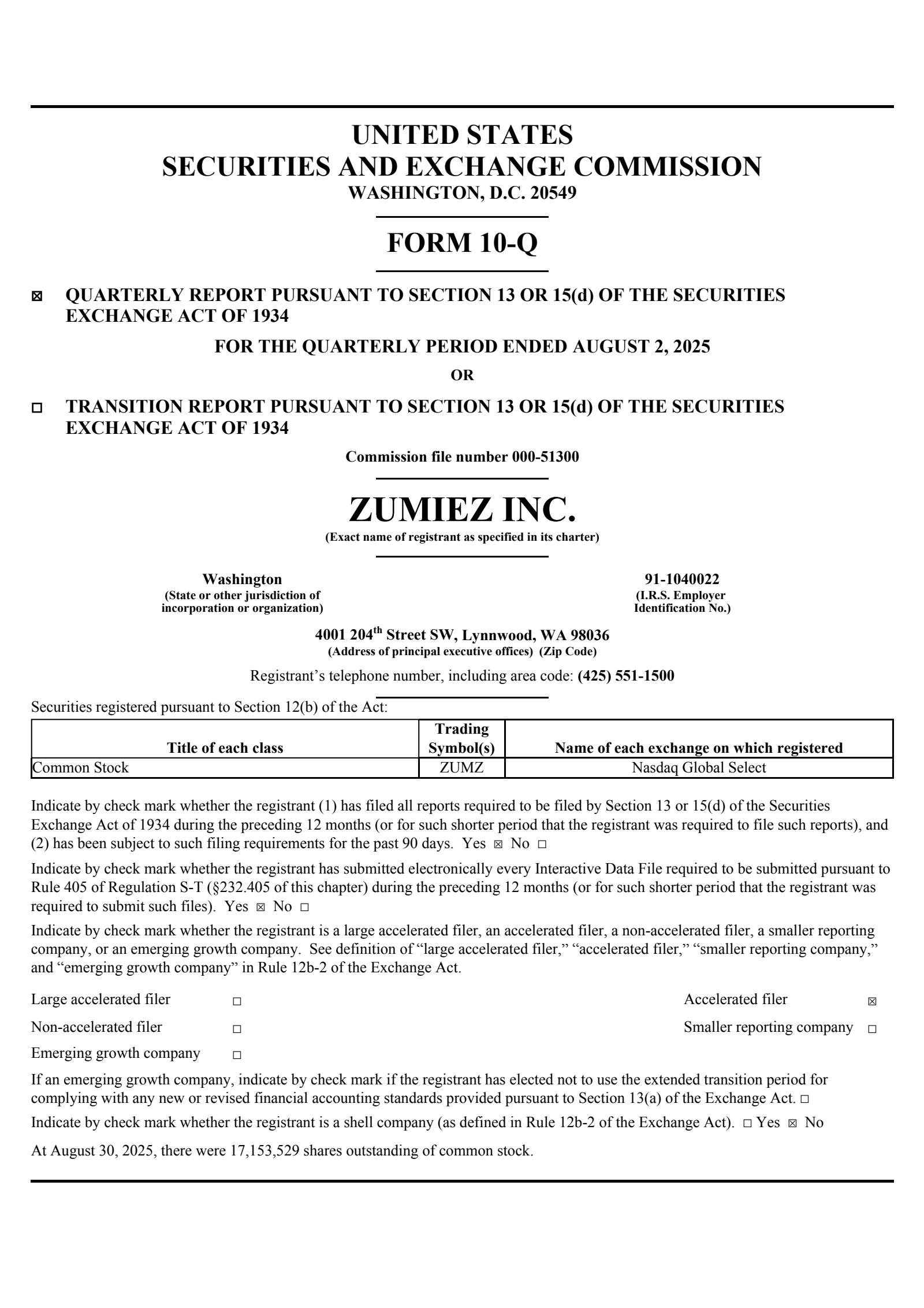 Zumiez's Q2 2026 Quarterly report
