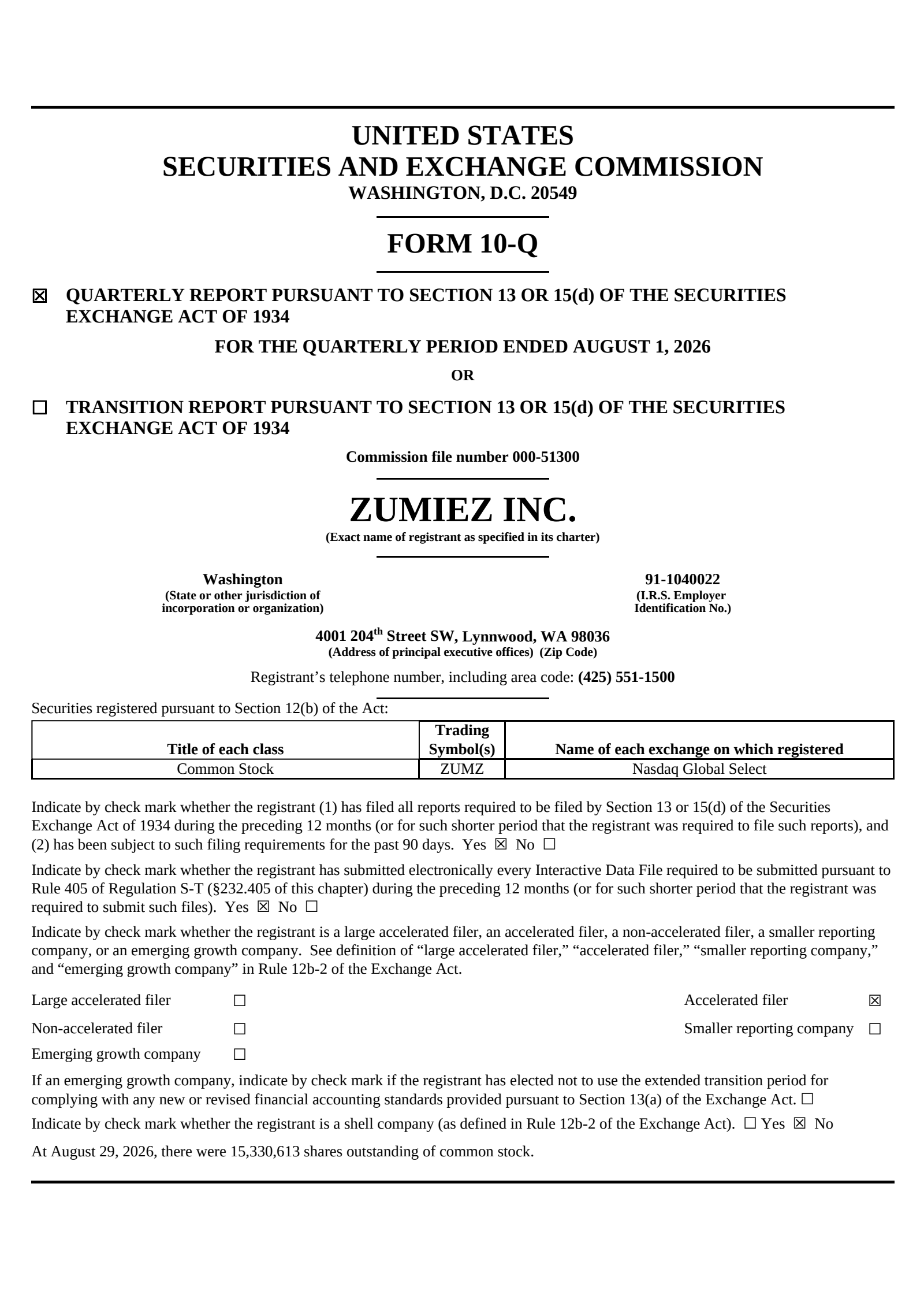 Zumiez's Q2 2027 Quarterly report