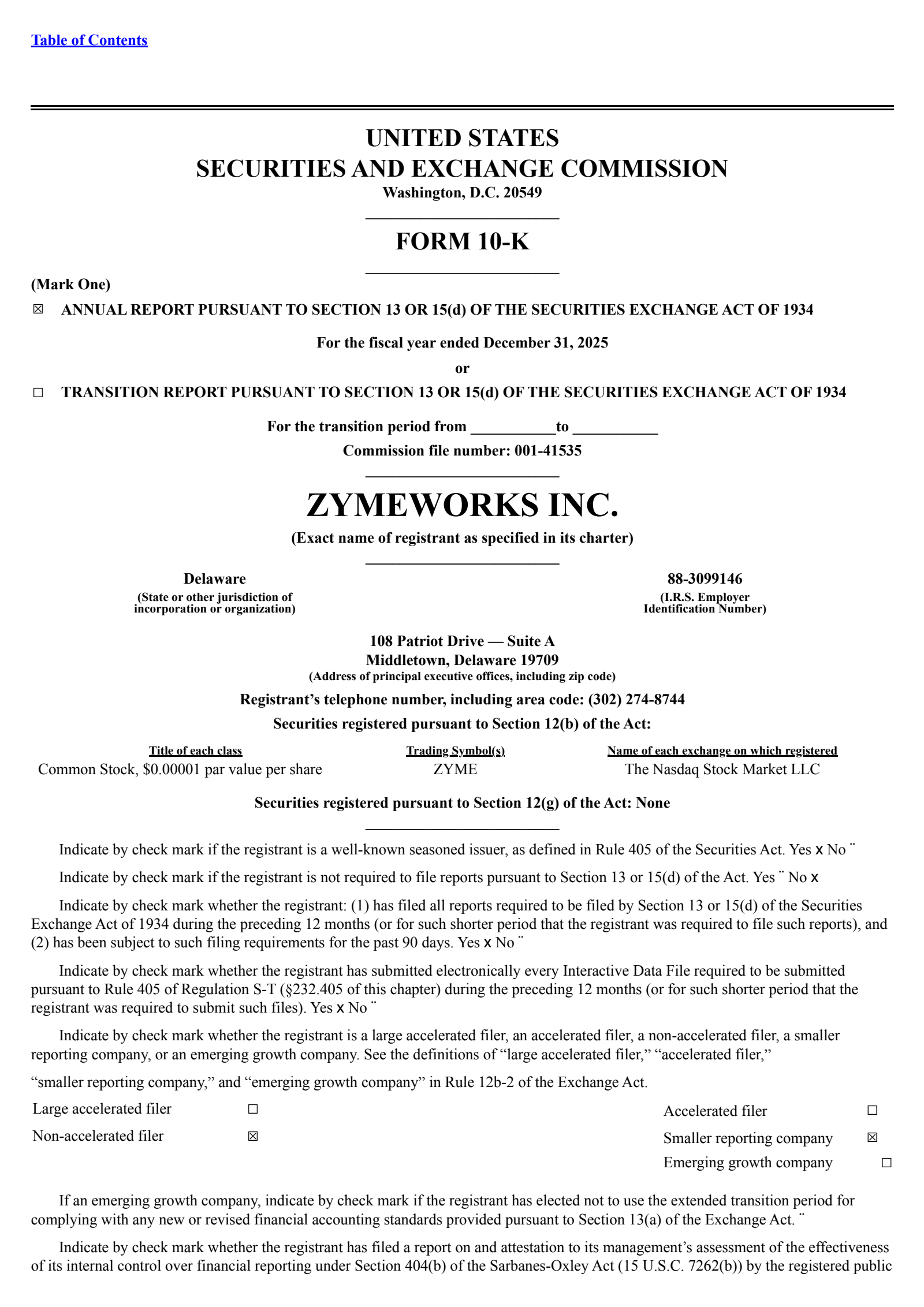 Zymeworks' Q4 2025 Annual report